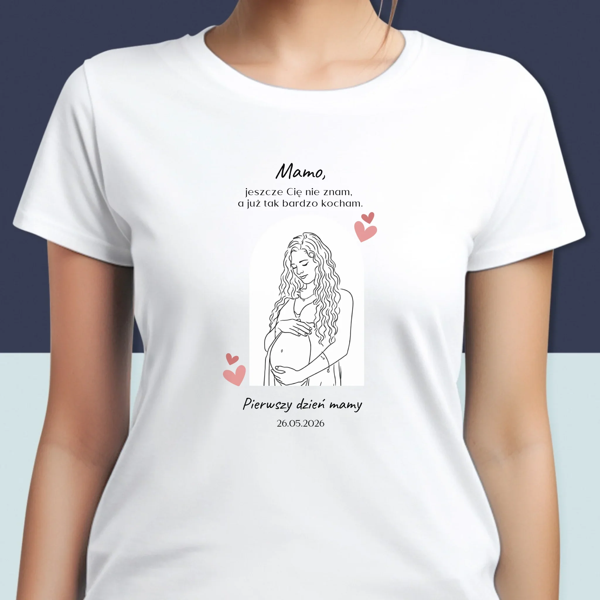 Zdjęcie i Podpis: Lineart Dla Mamy - Koszulka Damska z Nadrukiem - Image 2