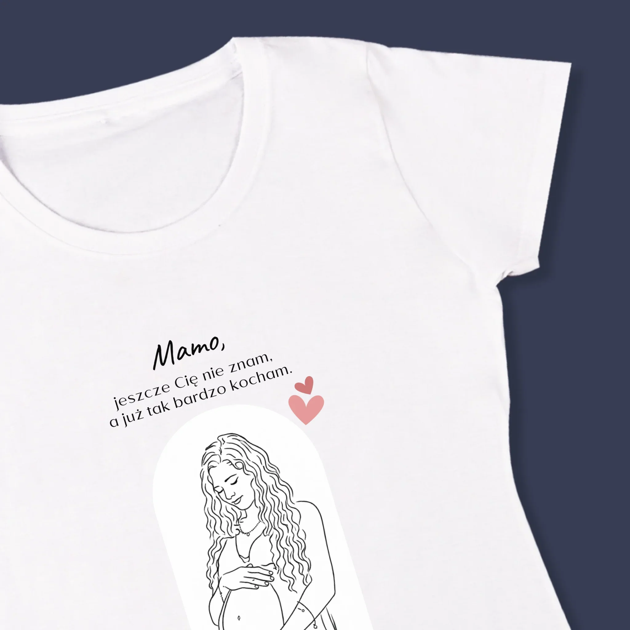 Zdjęcie i Podpis: Lineart Dla Mamy - Koszulka Damska z Nadrukiem - Image 4