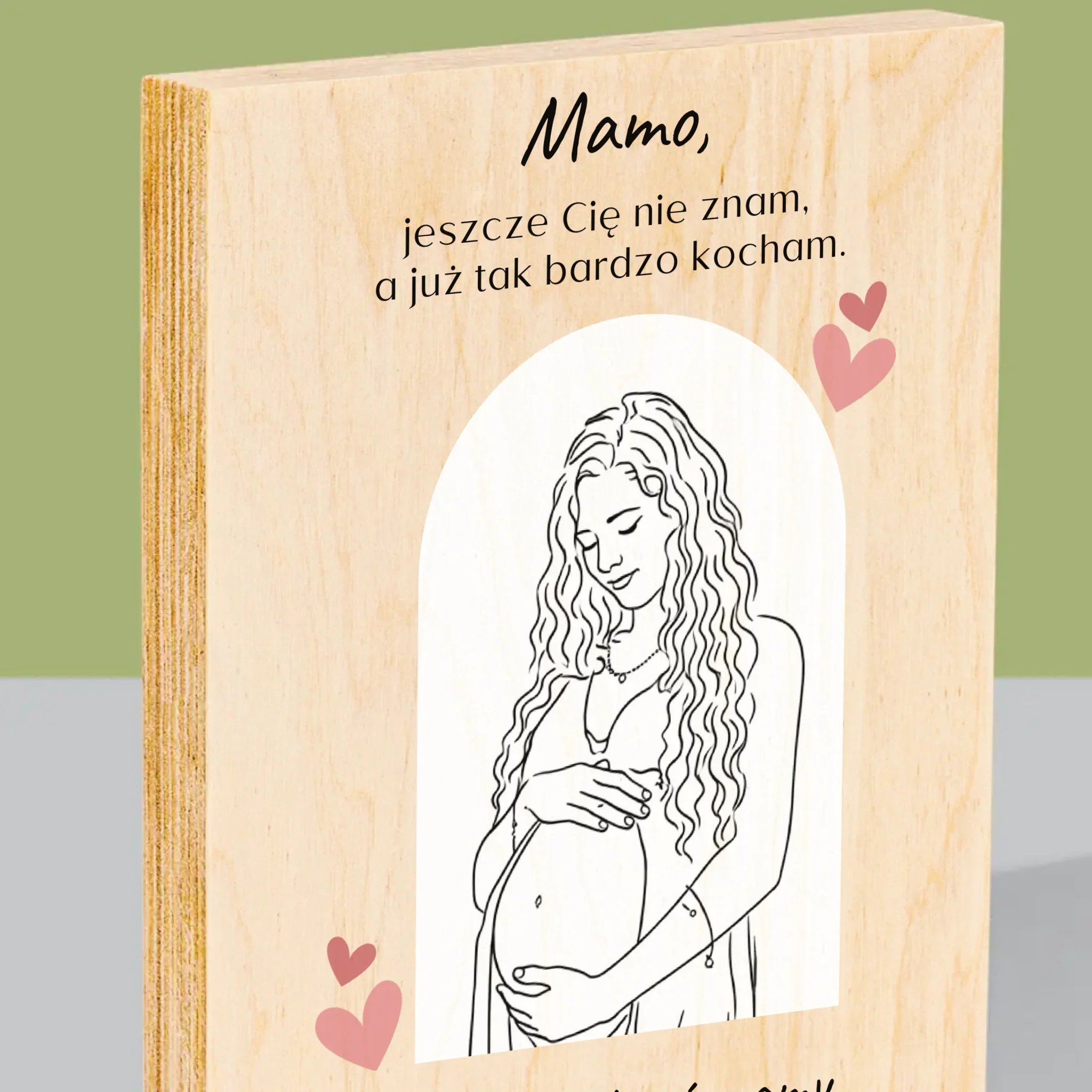 Zdjęcie i Podpis: Lineart Dla Mamy - Wydruk Na Drewnie - Image 2
