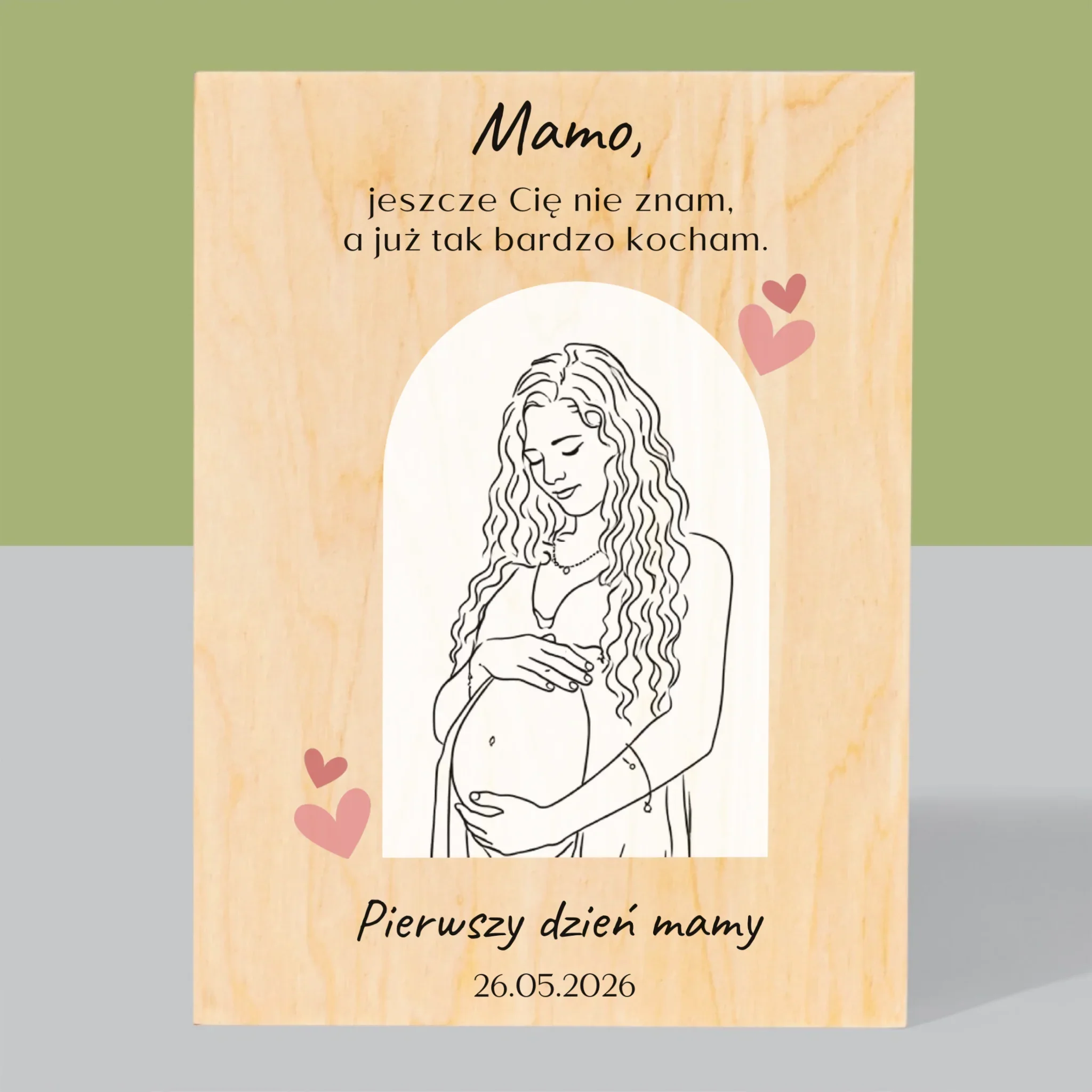Zdjęcie i Podpis: Lineart Dla Mamy - Wydruk Na Drewnie - Image 3