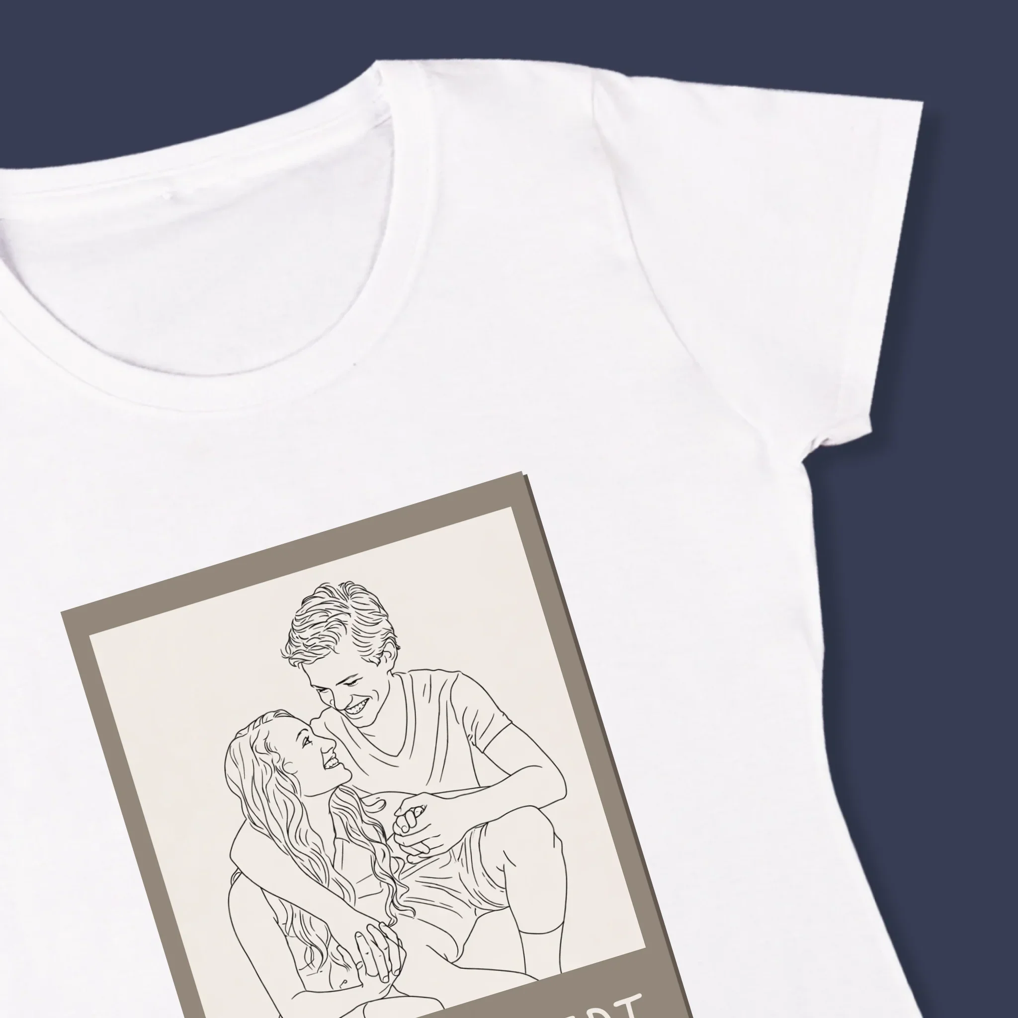 Zdjęcie i Podpis: Lineart Polaroid - Koszulka Damska z Nadrukiem - Image 4
