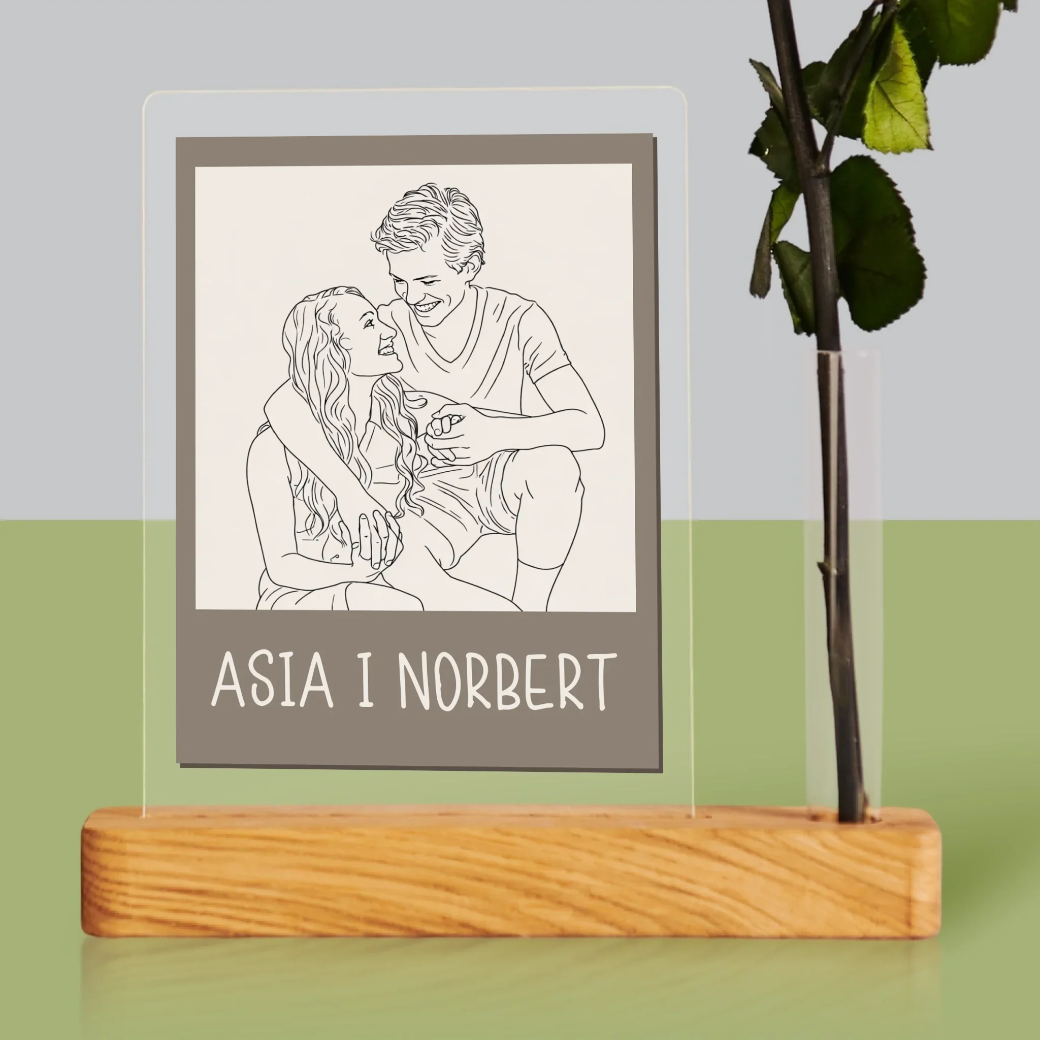 Zdjęcie i Podpis: Lineart Polaroid - Wydruk Na Szkle Akrylowym z Różą - Image 2