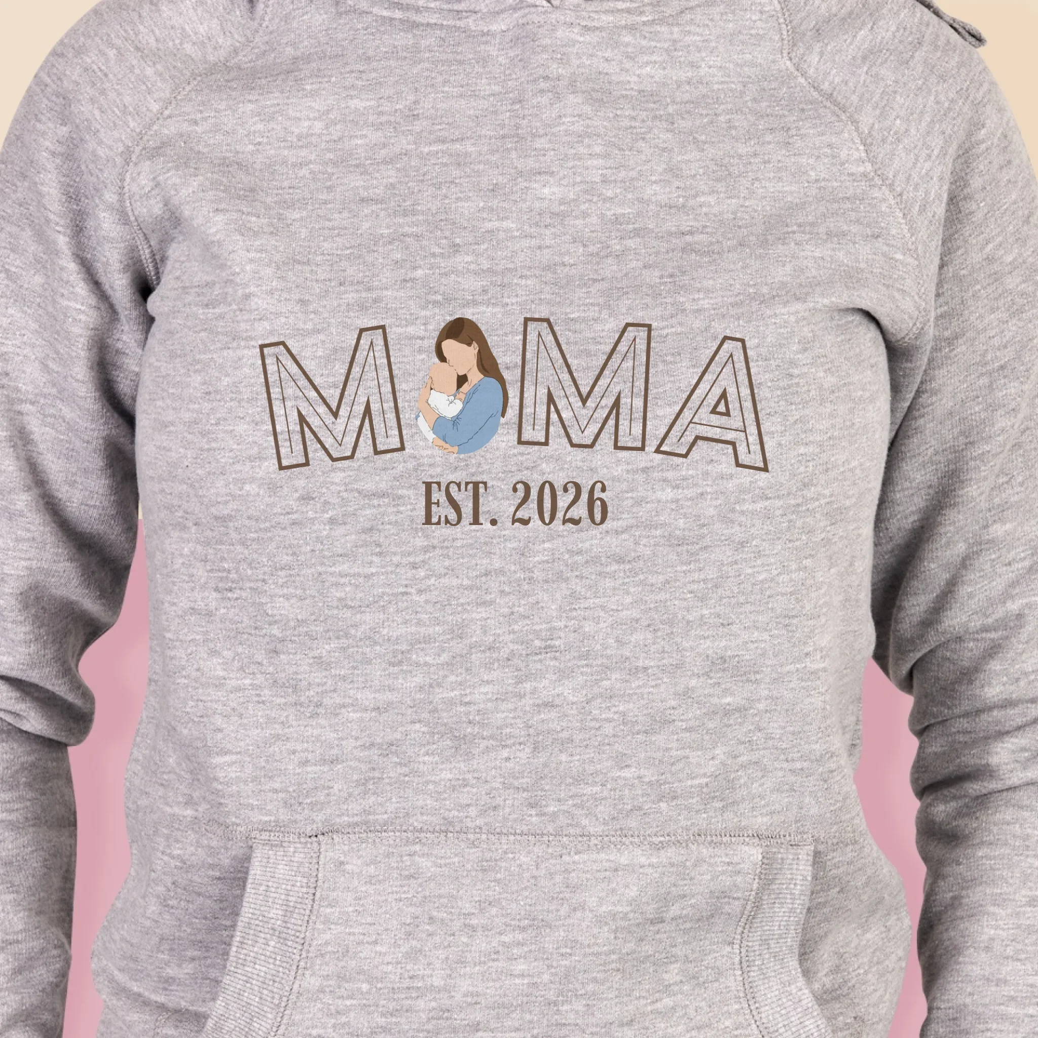 Zdjęcie i Podpis: Mama Established - Bluza Damska z Kapturem - Image 2