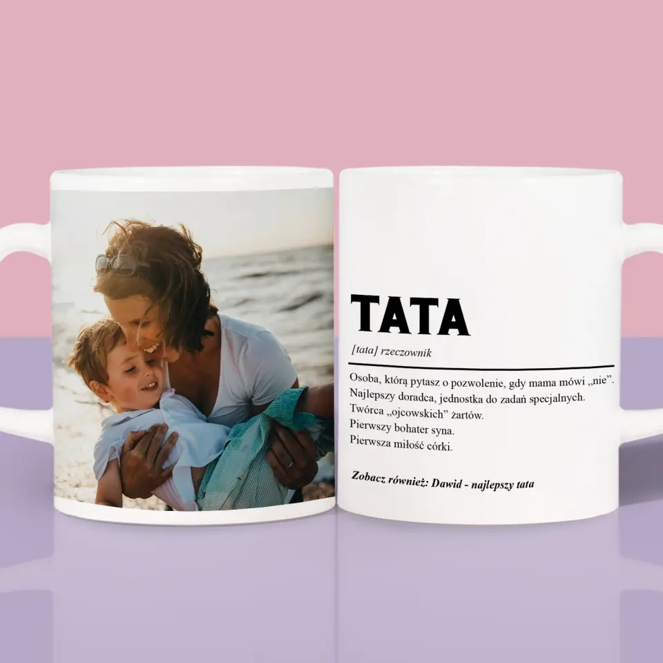Zdjęcie i Podpis: Mama i Tata Definicja - Kubki Dla Par - Image 2