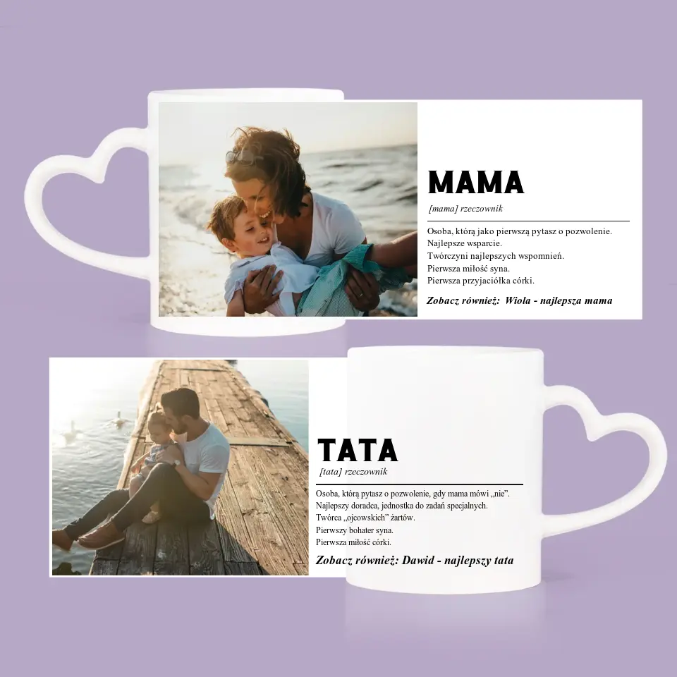 Zdjęcie i Podpis: Mama i Tata Definicja - Kubki Dla Par - Image 4