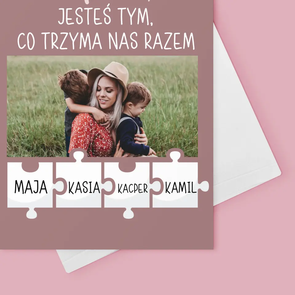 Zdjęcie i Podpis: Mamo, Jesteś Tym Co Trzyma Nas Razem - Kartka z Życzeniami - Image 4