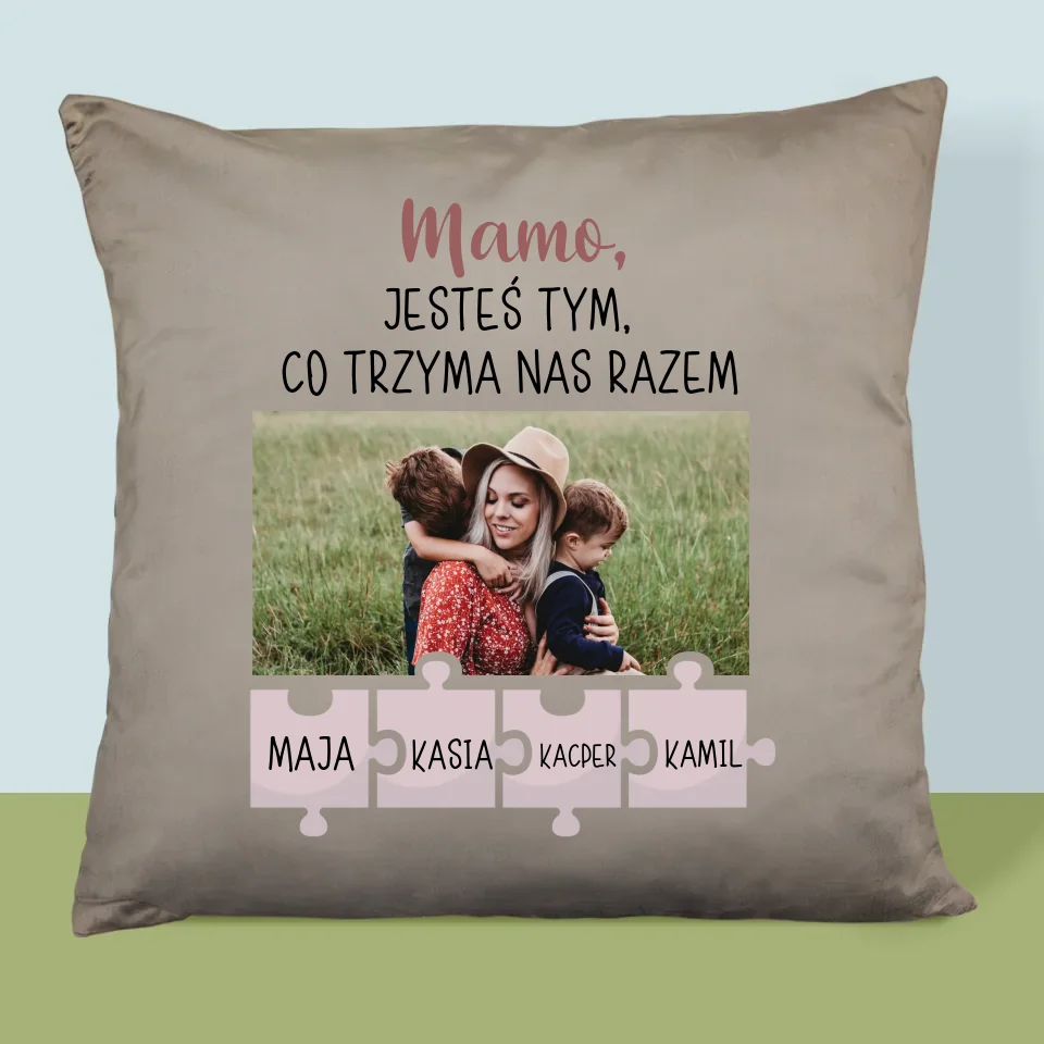 Zdjęcie i Podpis: Mamo, Jesteś Tym Co Trzyma Nas Razem - Personalizowana Poduszka - Image 3