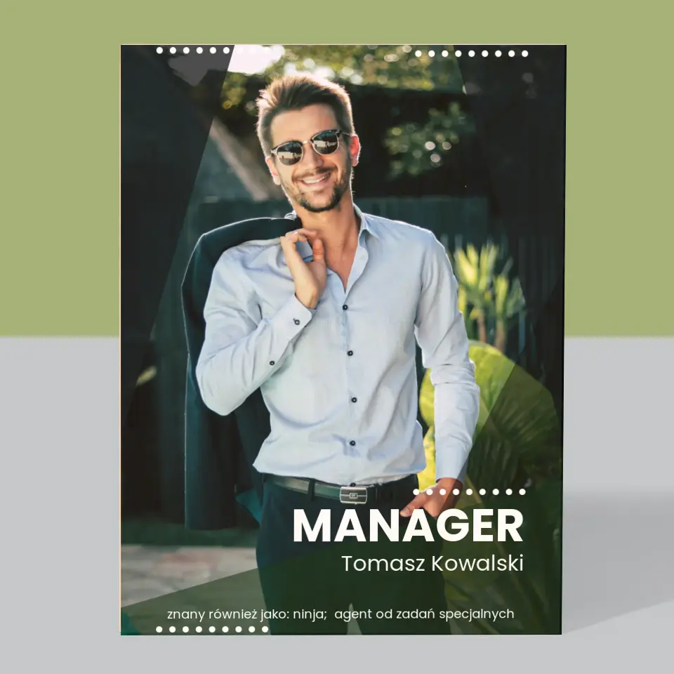 Zdjęcie i Podpis: Manager - Wydruk Na Drewnie - Image 3