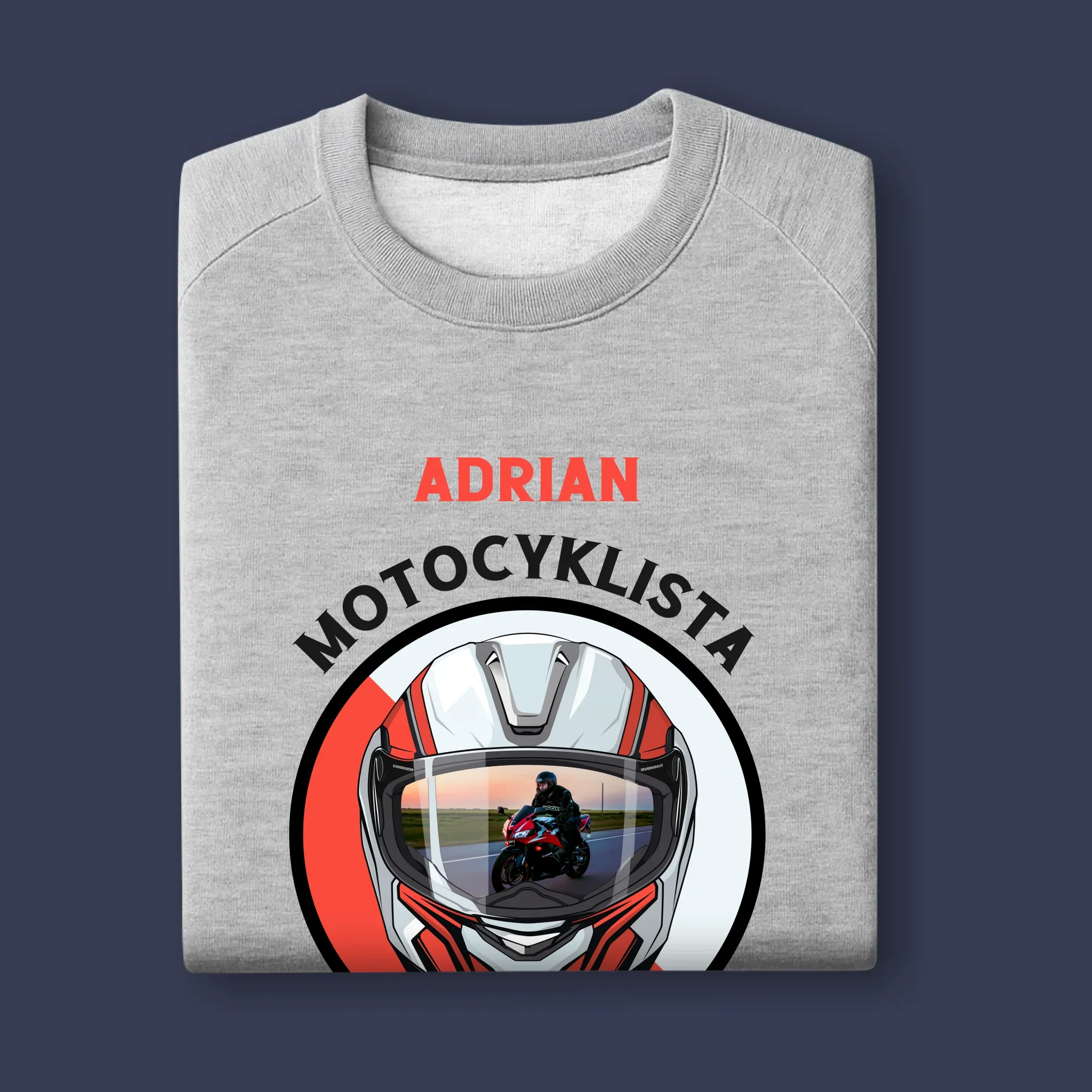 Zdjęcie I Podpis: Motocyklista Od Urodzenia - Bluza Męska Z Kapturem - Image 11