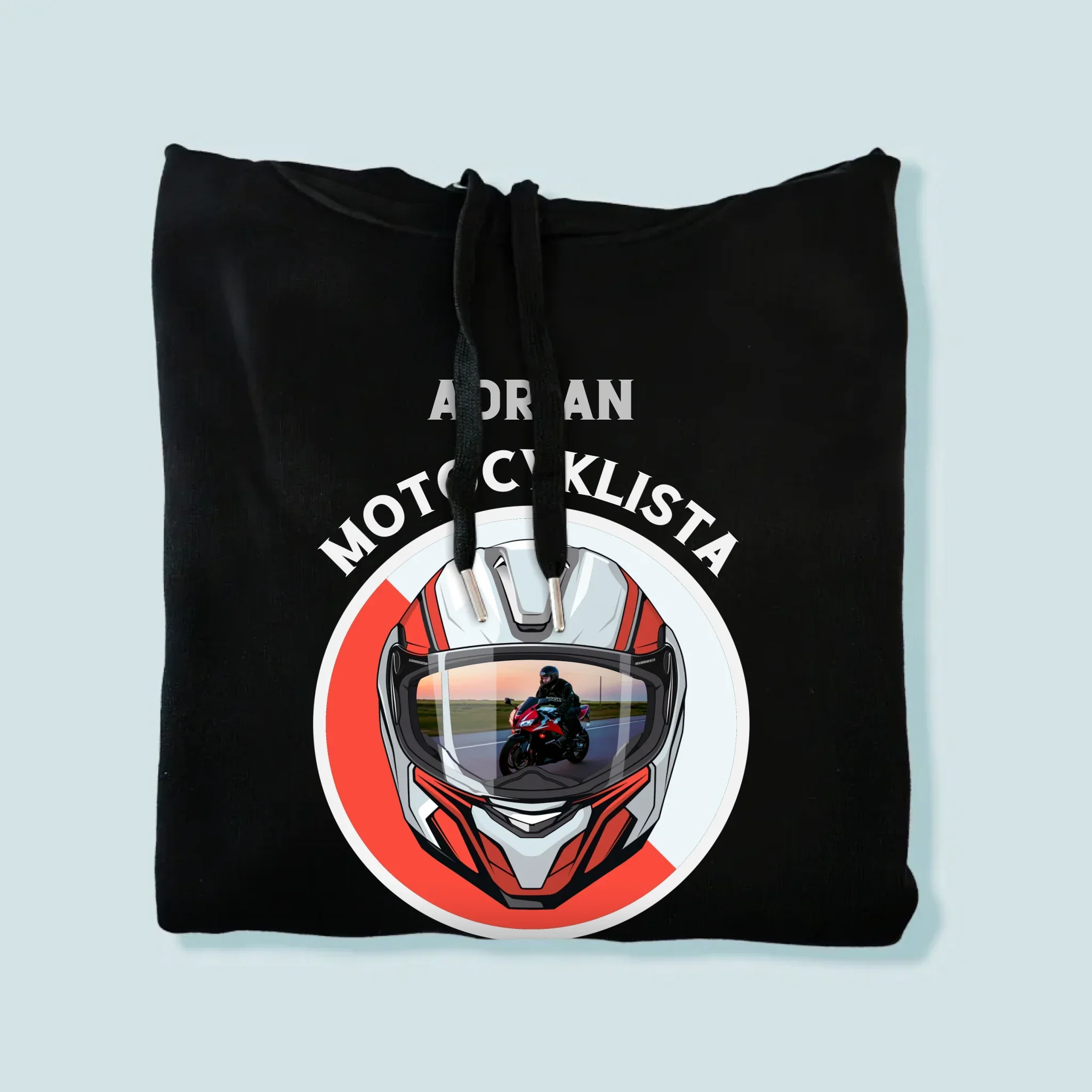 Zdjęcie I Podpis: Motocyklista Od Urodzenia - Bluza Męska Z Kapturem - Image 4