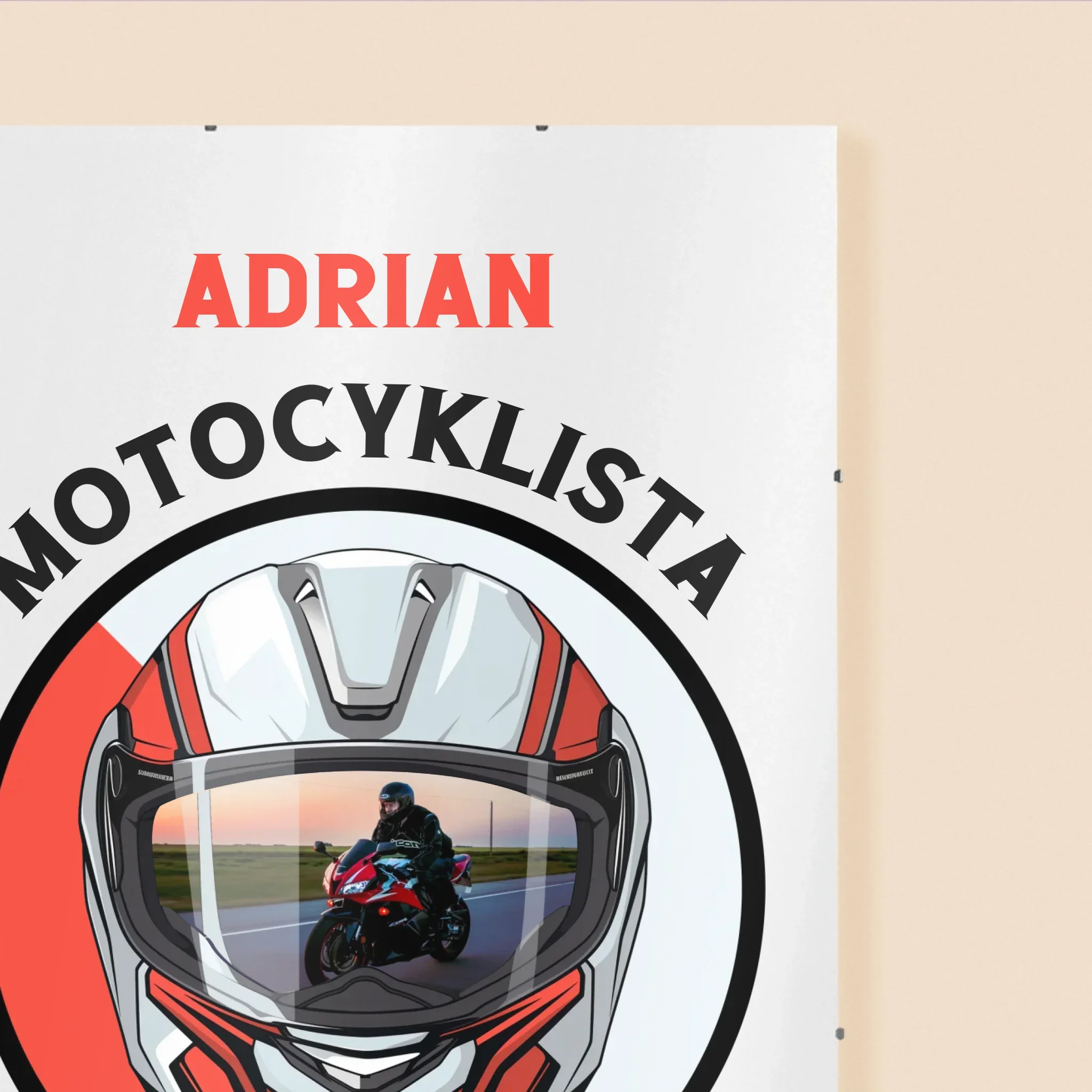 Zdjęcie I Podpis: Motocyklista Od Urodzenia - Personalizowany Plakat - Image 3