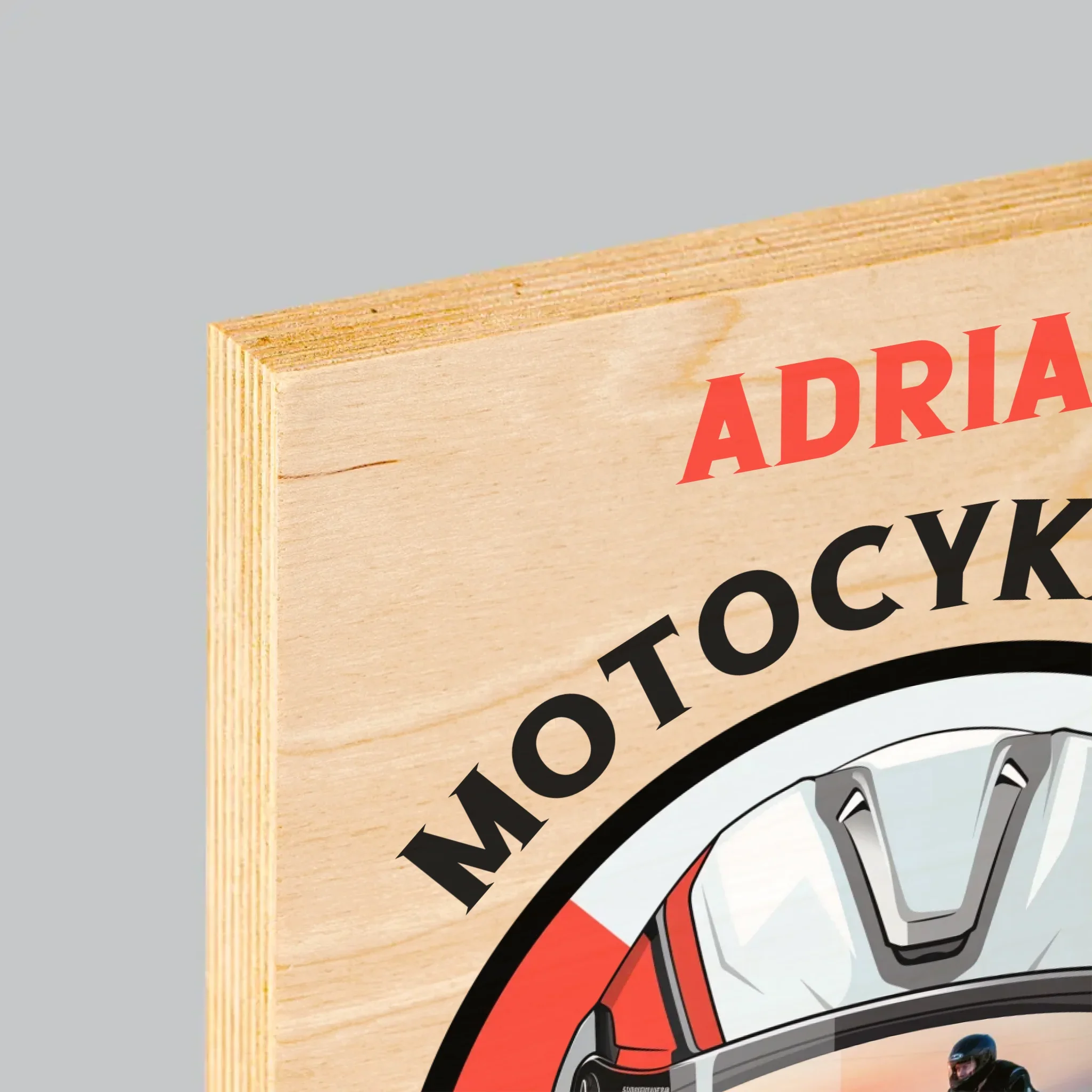 Zdjęcie I Podpis: Motocyklista Od Urodzenia - Wydruk Na Drewnie - Image 4