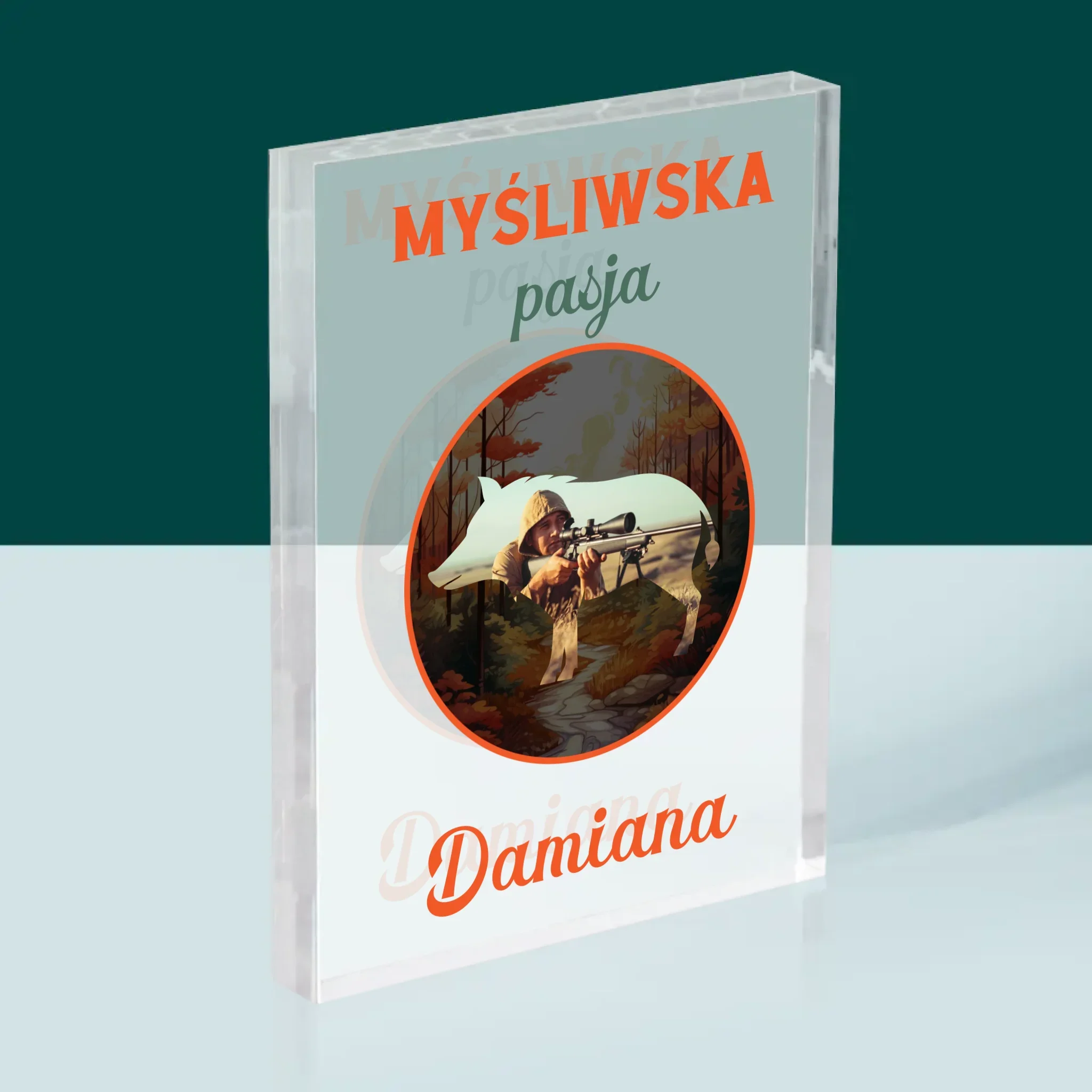 Zdjęcie I Podpis: Myśliwska Pasja - Blok Akrylowy z Nadrukiem