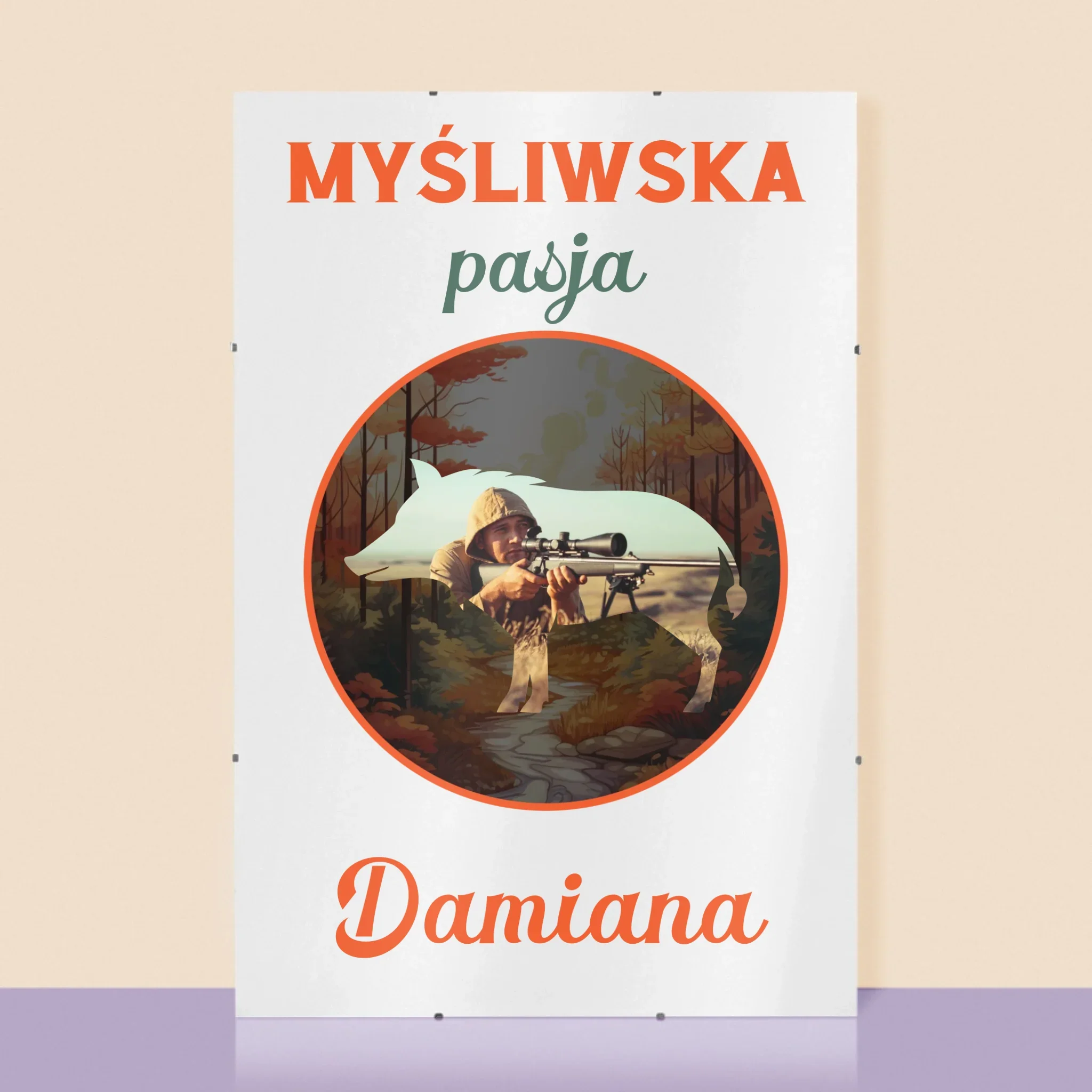 Zdjęcie I Podpis: Myśliwska Pasja - Personalizowany Plakat