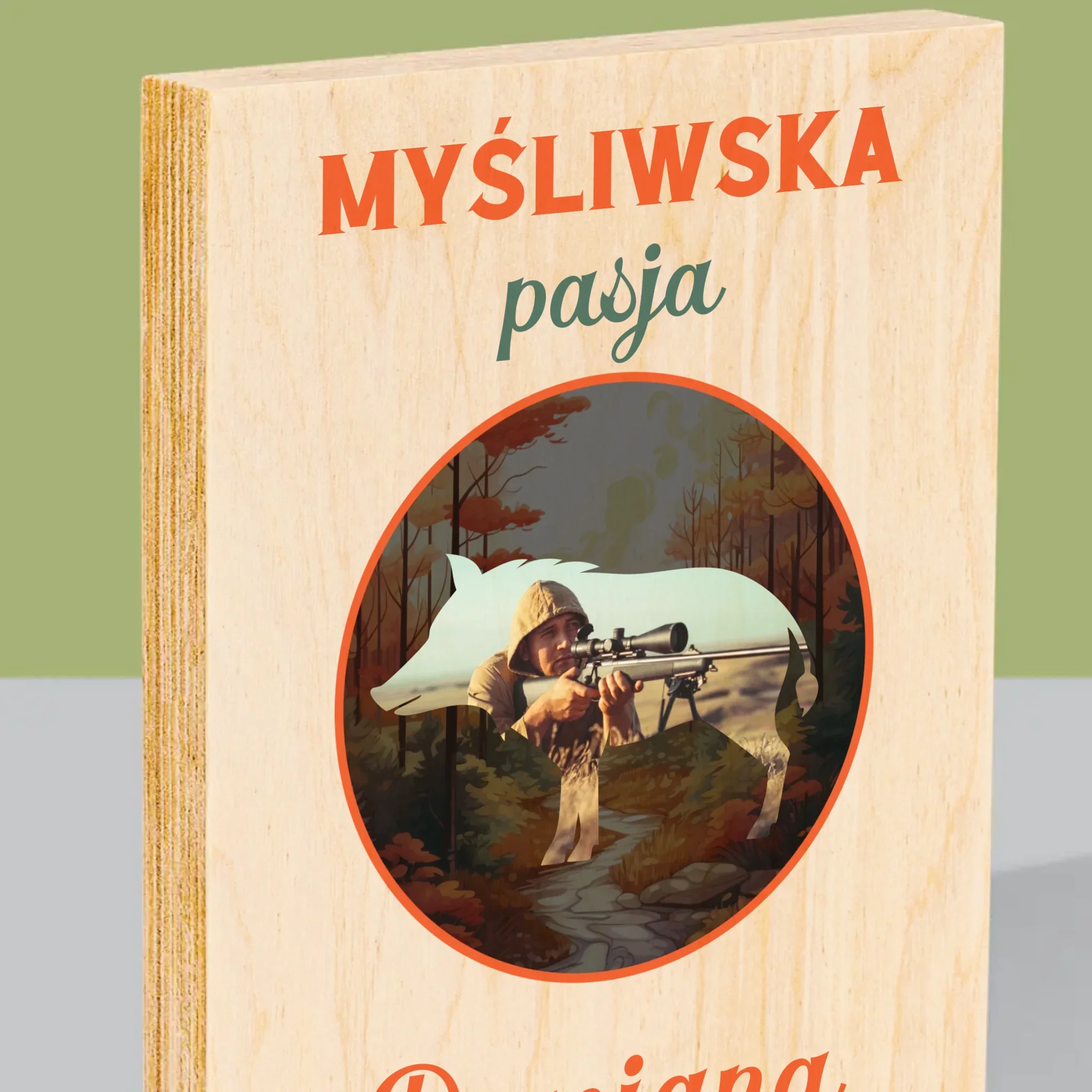 Zdjęcie I Podpis: Myśliwska Pasja - Wydruk Na Drewnie - Image 2