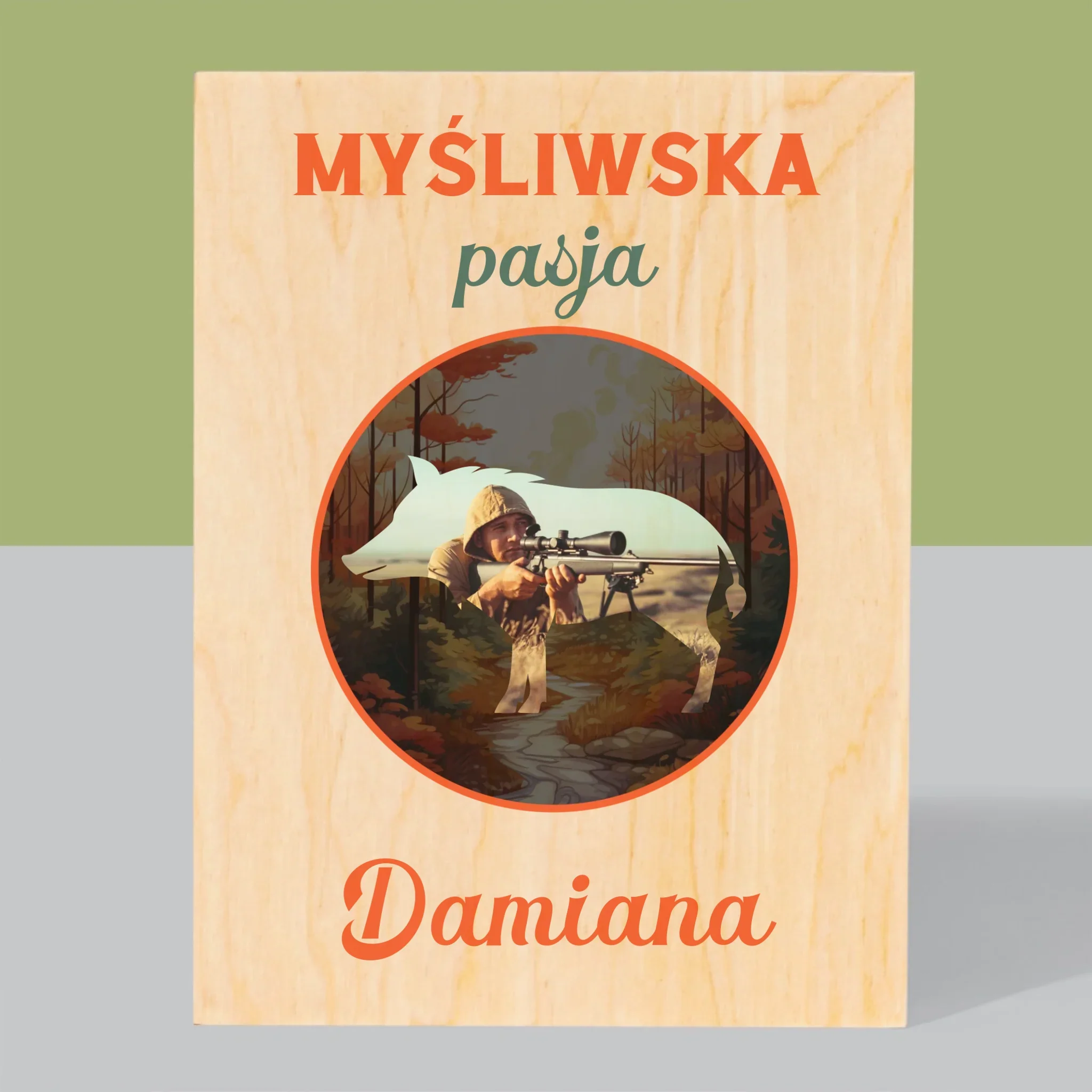 Zdjęcie I Podpis: Myśliwska Pasja - Wydruk Na Drewnie - Image 3