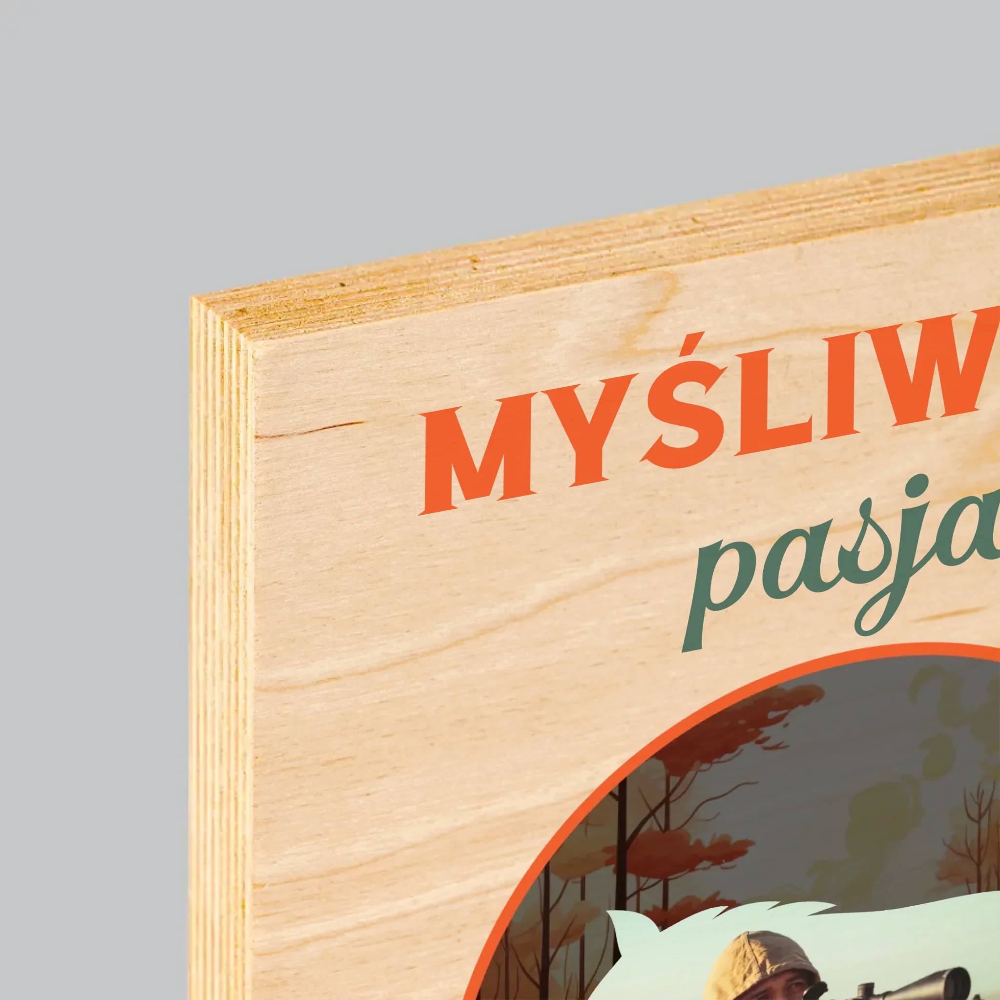 Zdjęcie I Podpis: Myśliwska Pasja - Wydruk Na Drewnie - Image 4