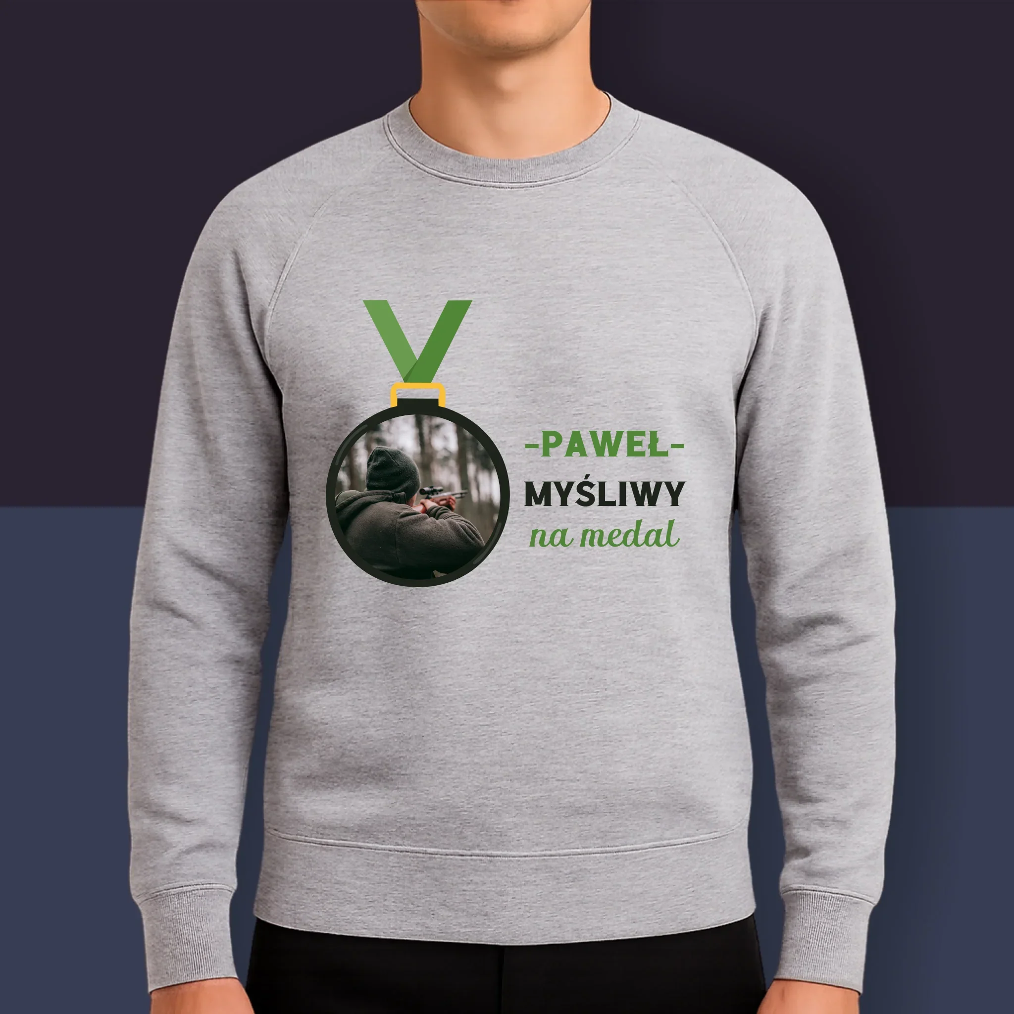 Zdjęcie I Podpis: Myśliwy Na Medal - Bluza Męska Z Kapturem - Image 9