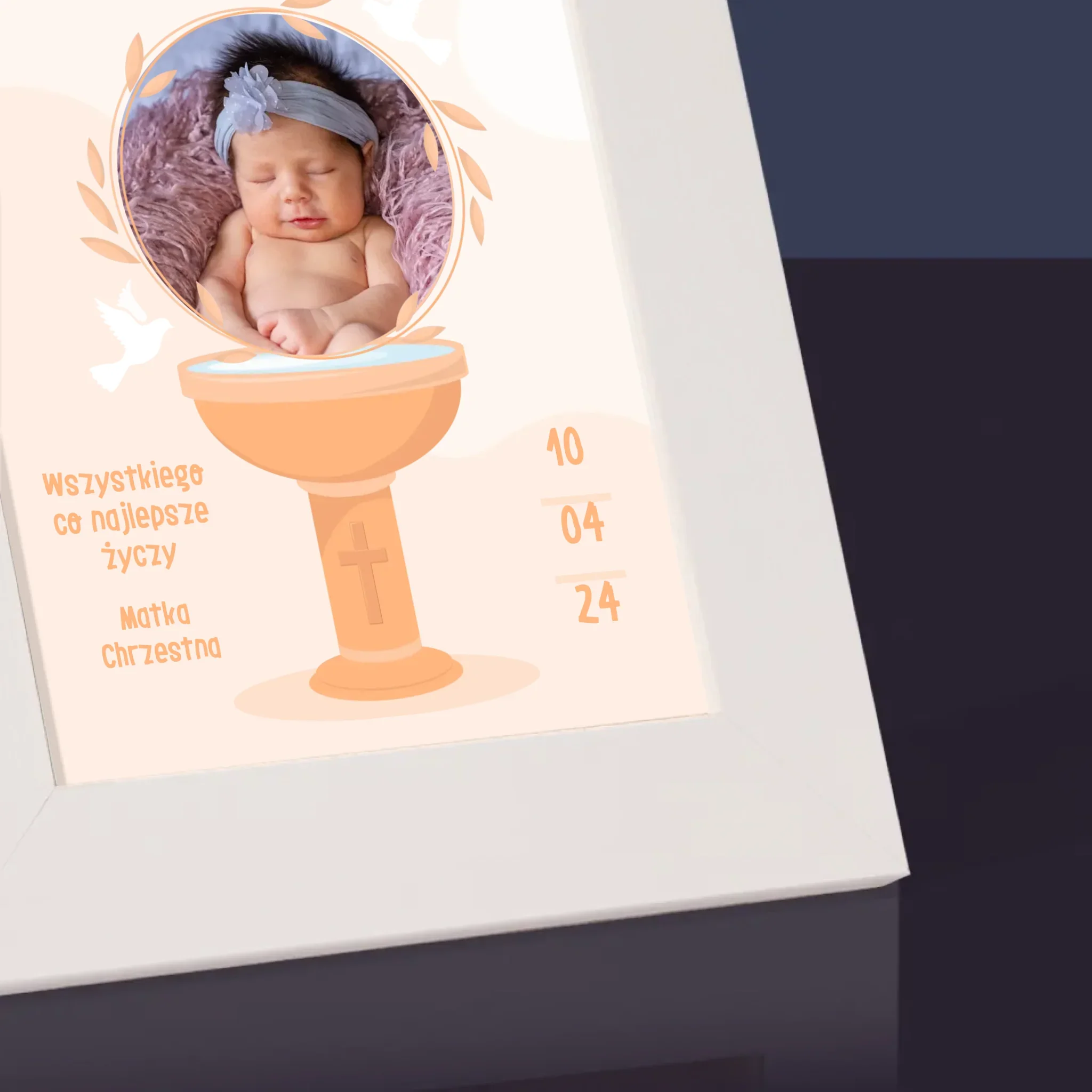 Zdjęcie i Podpis: Na Pamiątkę Chrztu Świętego - Ramka Na Zdjęcie - Image 3