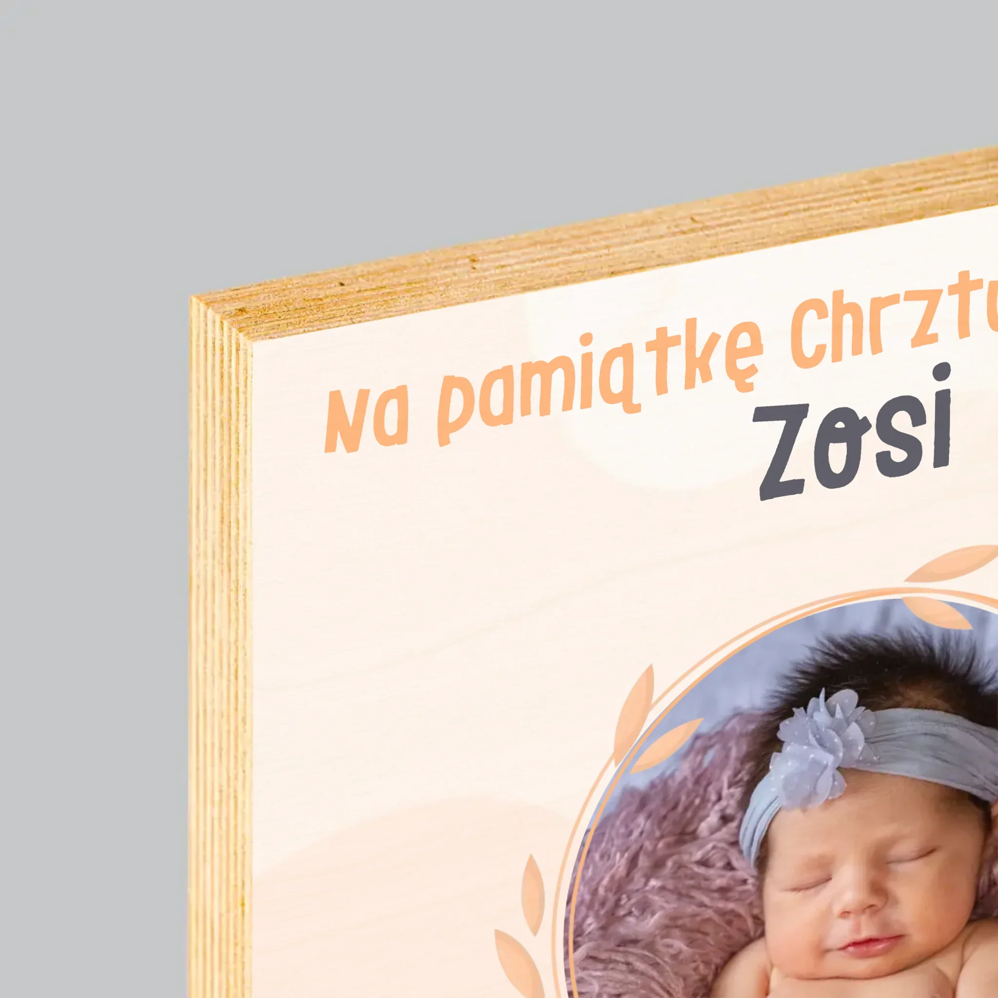 Zdjęcie i Podpis: Na Pamiątkę Chrztu Świętego - Wydruk Na Drewnie - Image 4