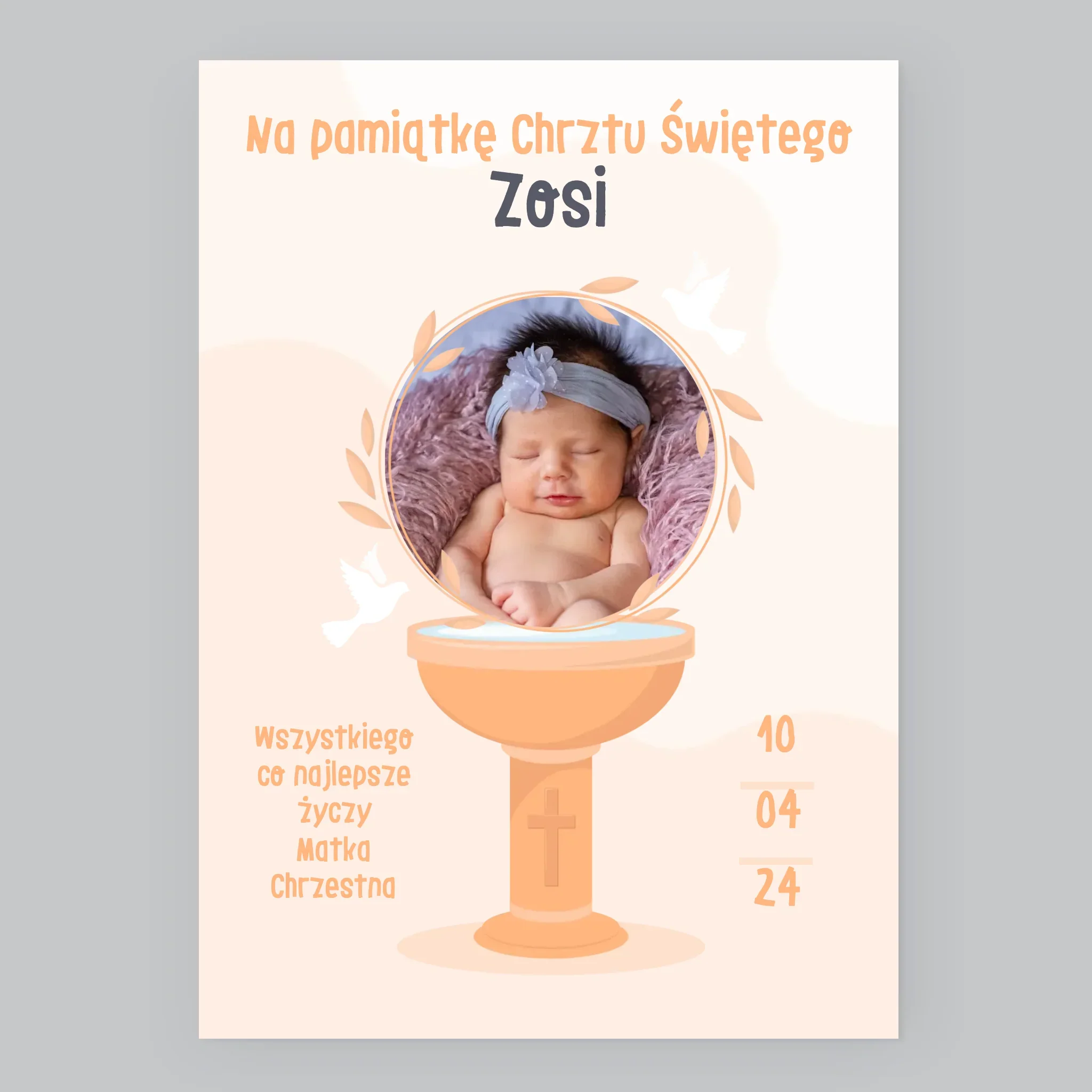 Zdjęcie i Podpis: Na Pamiątkę Chrztu Świętego - Wydruk Obramowany