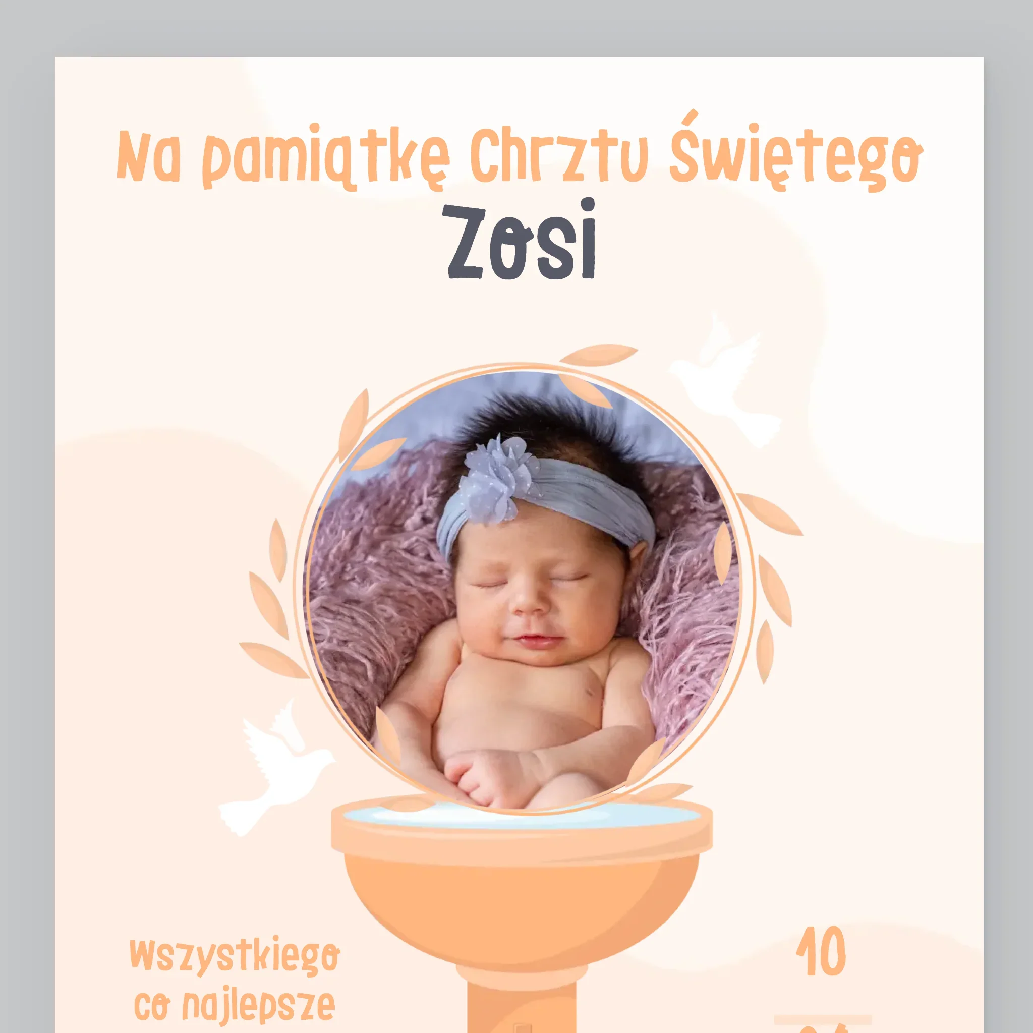 Zdjęcie i Podpis: Na Pamiątkę Chrztu Świętego - Wydruk Obramowany - Image 2