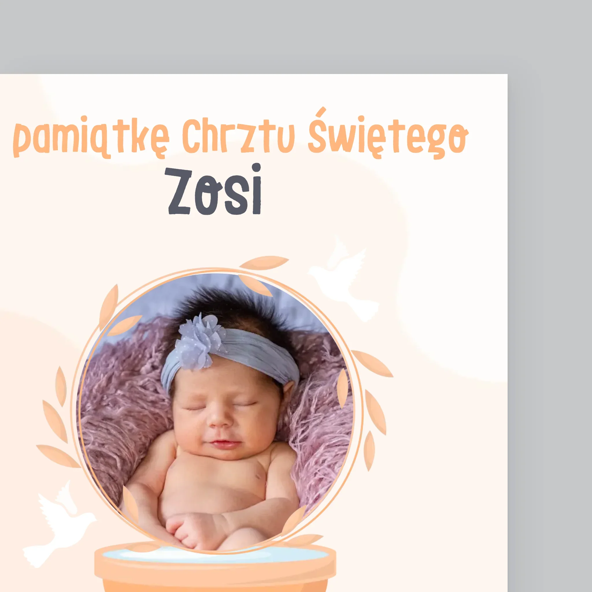 Zdjęcie i Podpis: Na Pamiątkę Chrztu Świętego - Wydruk Obramowany - Image 3