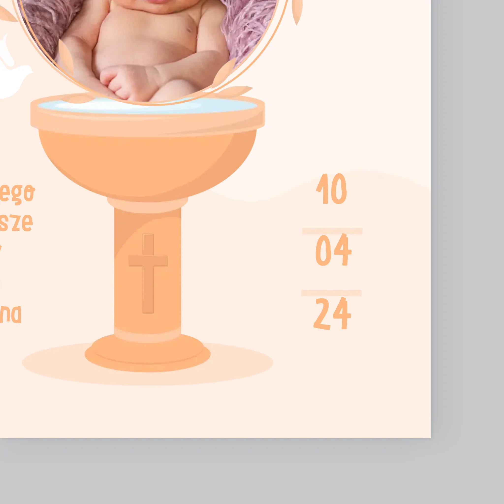 Zdjęcie i Podpis: Na Pamiątkę Chrztu Świętego - Wydruk Obramowany - Image 4