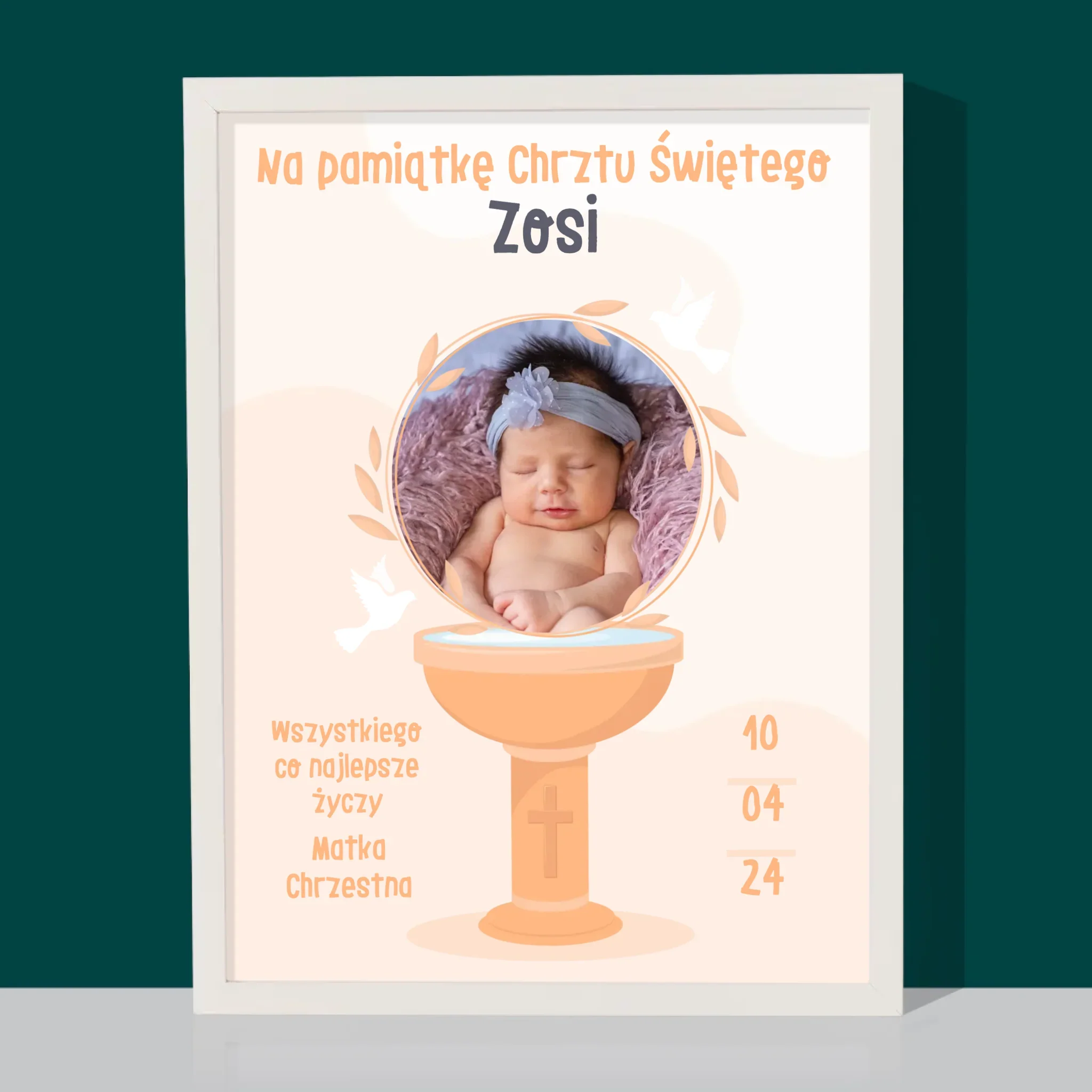 Zdjęcie i Podpis: Na Pamiątkę Chrztu Świętego - Wydruk Obramowany - Image 8
