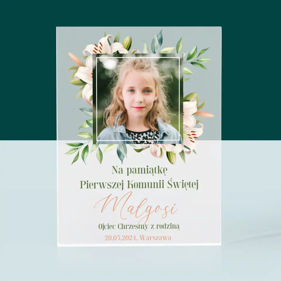 Zdjęcie i Podpis: Na Pamiątkę Pierwszej Komunii - Blok Akrylowy z Nadrukiem - Image 3