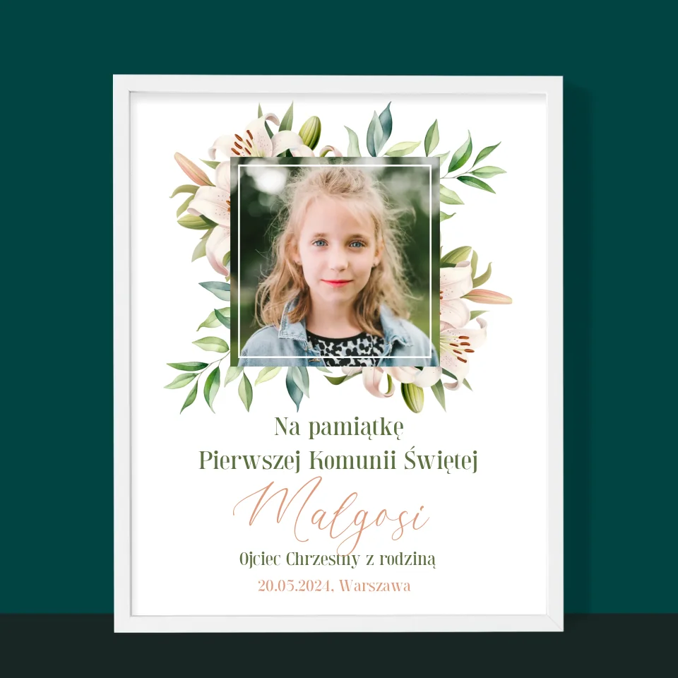 Zdjęcie i Podpis: Na Pamiątkę Pierwszej Komunii - Wydruk Obramowany - Image 10
