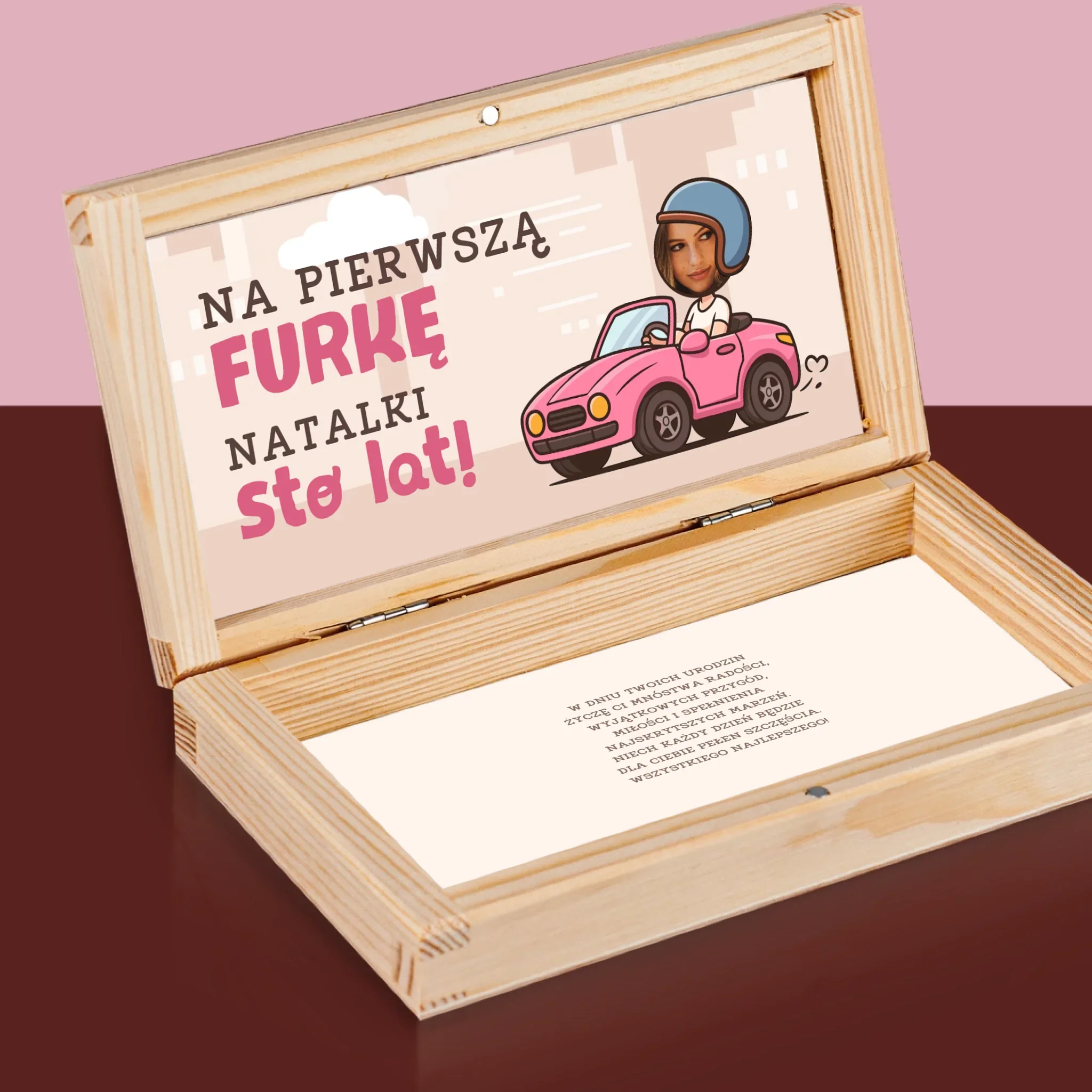Zdjęcie i Podpis: Na Pierwszą Furkę - Drewniane Pudełko Na Pieniądze - Image 2