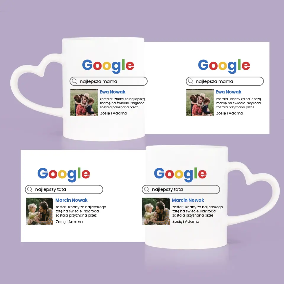 Zdjęcie i Podpis: Najlepsi Rodzice Wynik Google - Kubki Dla Par - Image 4