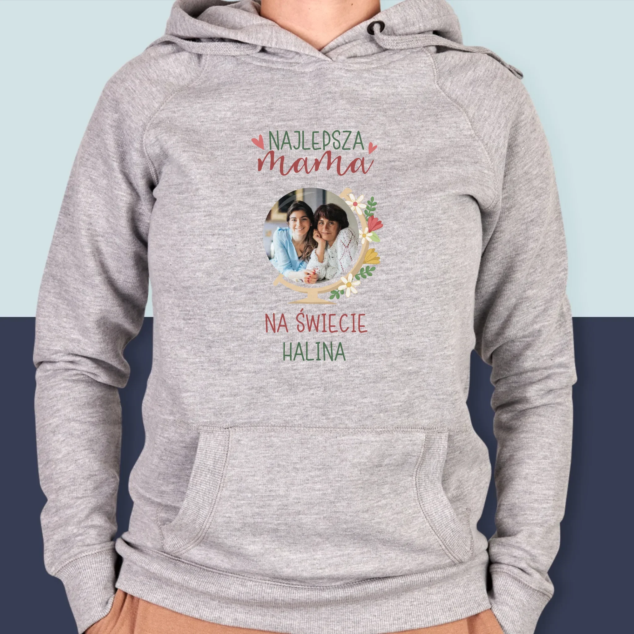 Zdjęcie i Podpis: Najlepsza Mama Świat - Bluza Damska z Kapturem - Image 4