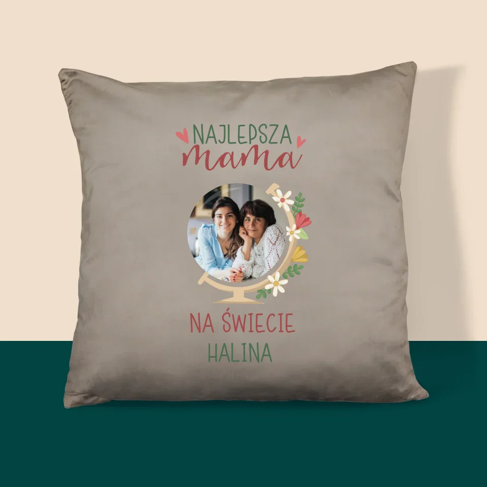 Zdjęcie i Podpis: Najlepsza Mama Świat - Poduszka z Nadrukiem