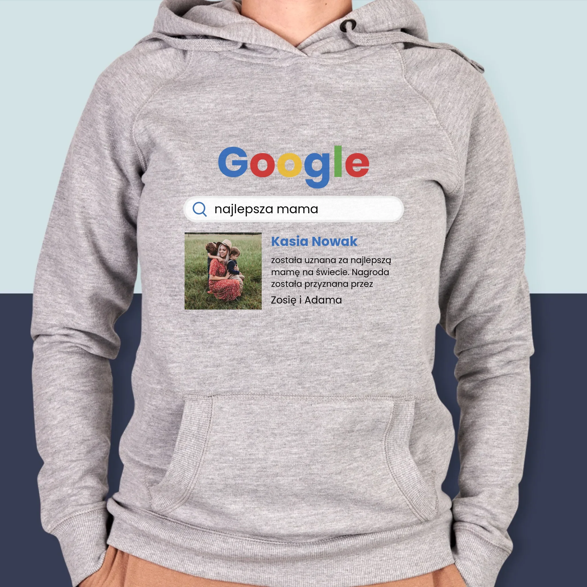 Zdjęcie i Podpis: Najlepsza Mama Wynik Google - Bluza Damska z Kapturem - Image 4