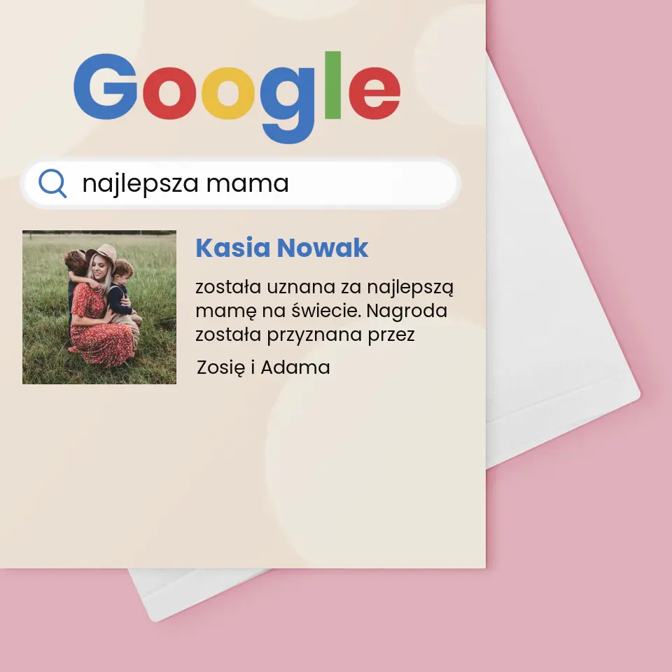 Zdjęcie I Podpis: Najlepsza Mama Wynik Google - Kartka z Życzeniami - Image 4