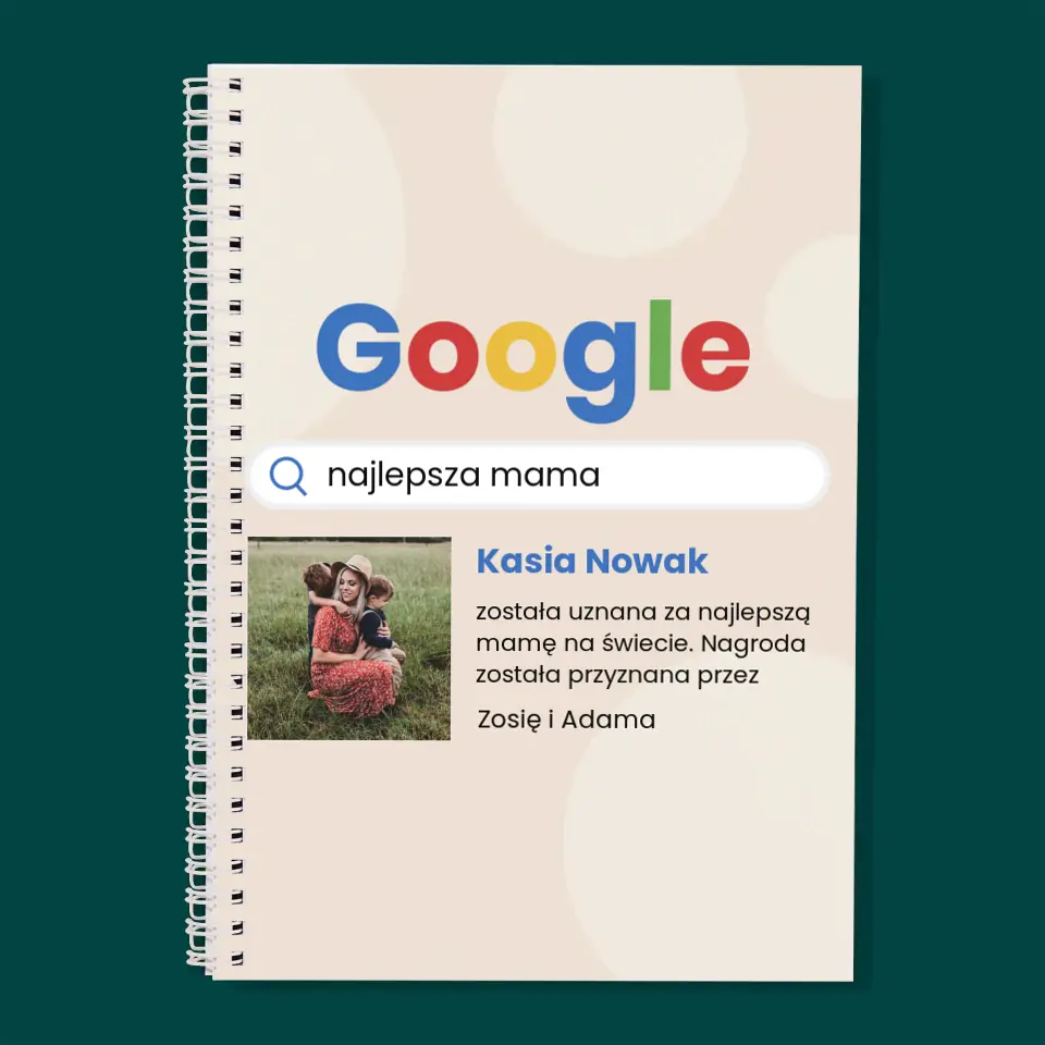 Zdjęcie I Podpis: Najlepsza Mama Wynik Google - Planer Dzienny na Spirali - Image 3
