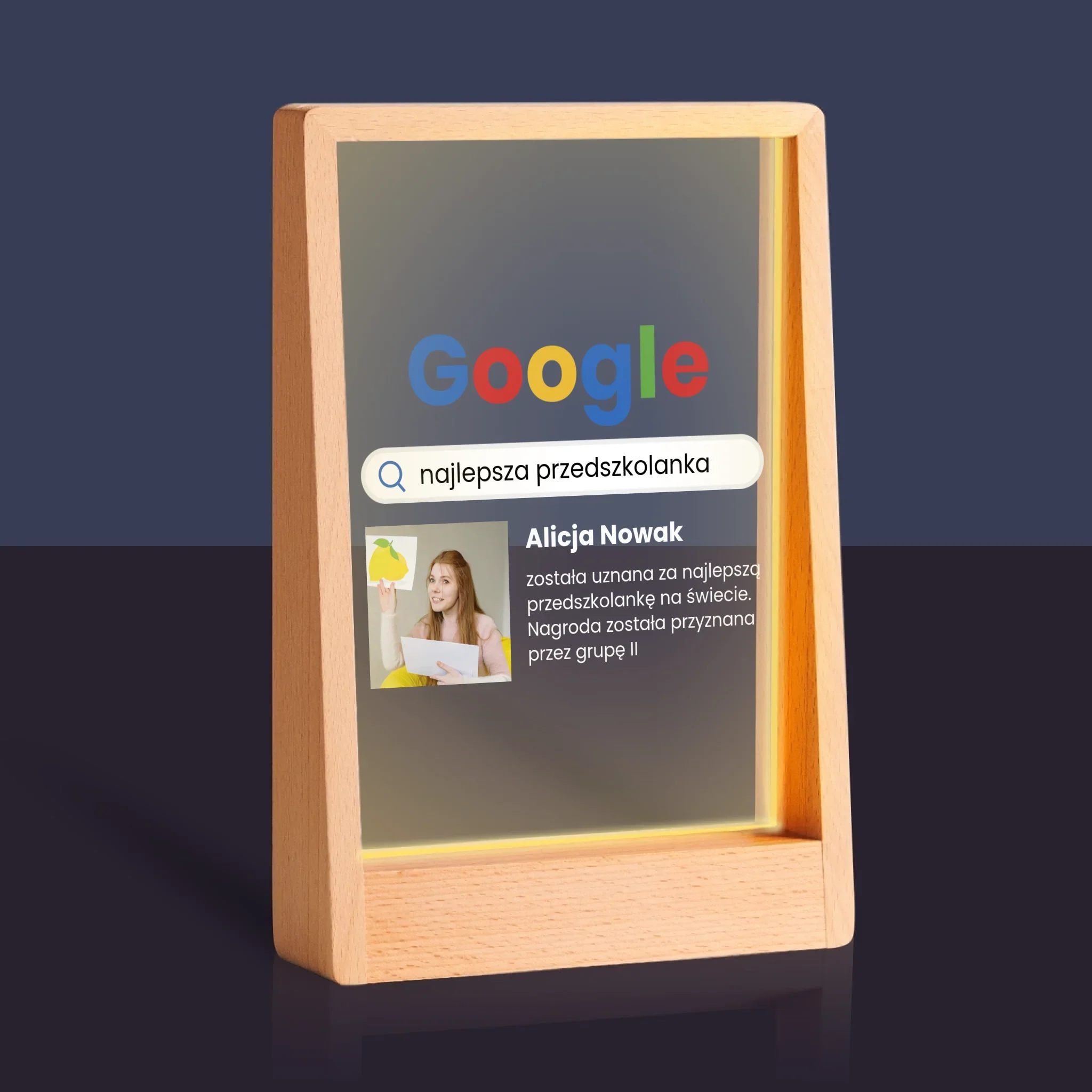 Zdjęcie I Podpis: Najlepsza Przedszkolanka Wynik Google - Wydruk Na Szkle Akrylowym - Image 9