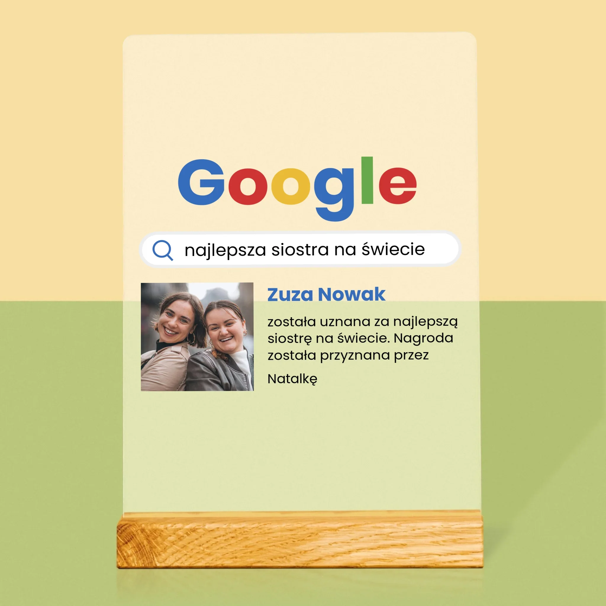 Zdjęcie I Podpis: Najlepsza Siostra Wynik Google - Wydruk Na Szkle Akrylowym - Image 3