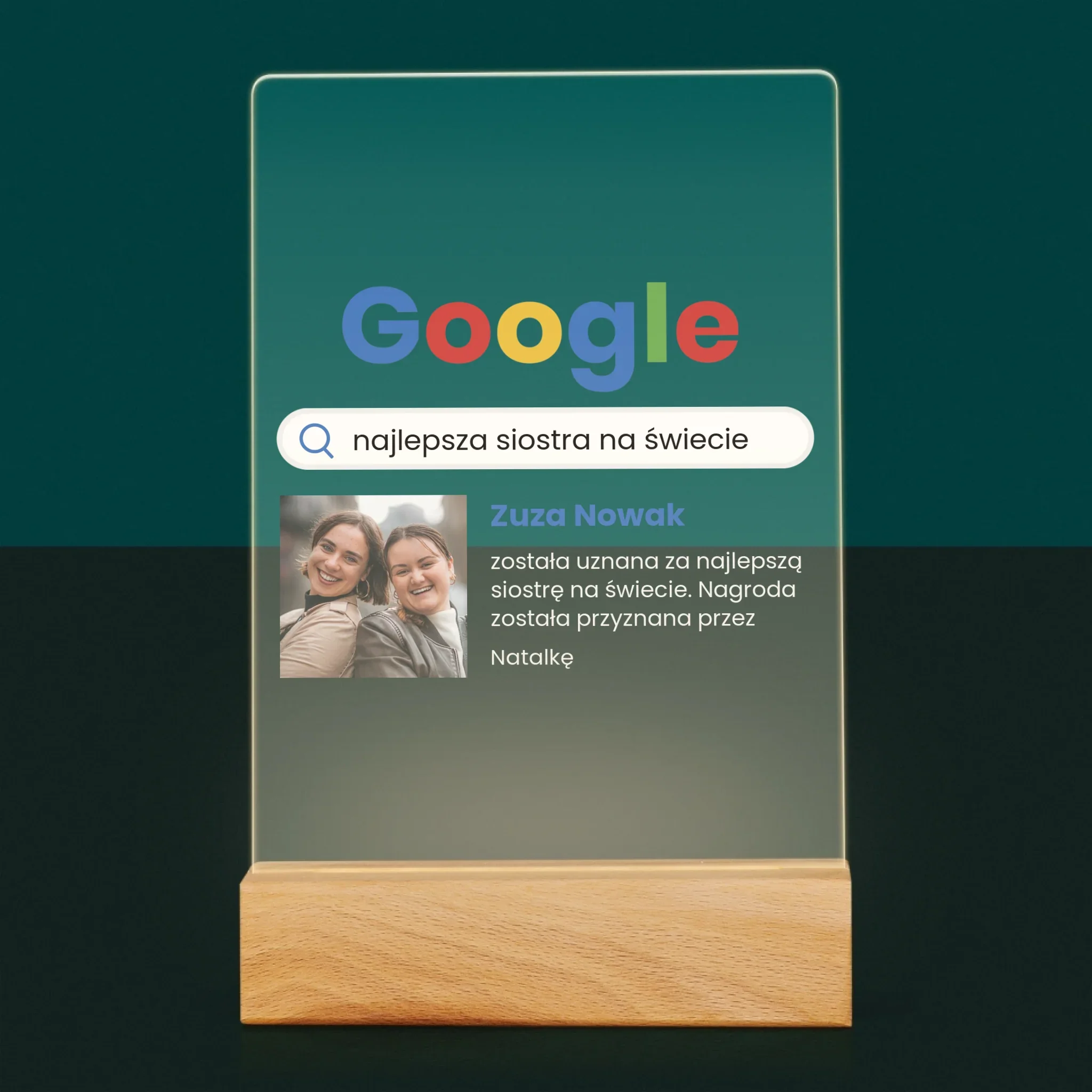 Zdjęcie I Podpis: Najlepsza Siostra Wynik Google - Wydruk Na Szkle Akrylowym - Image 7