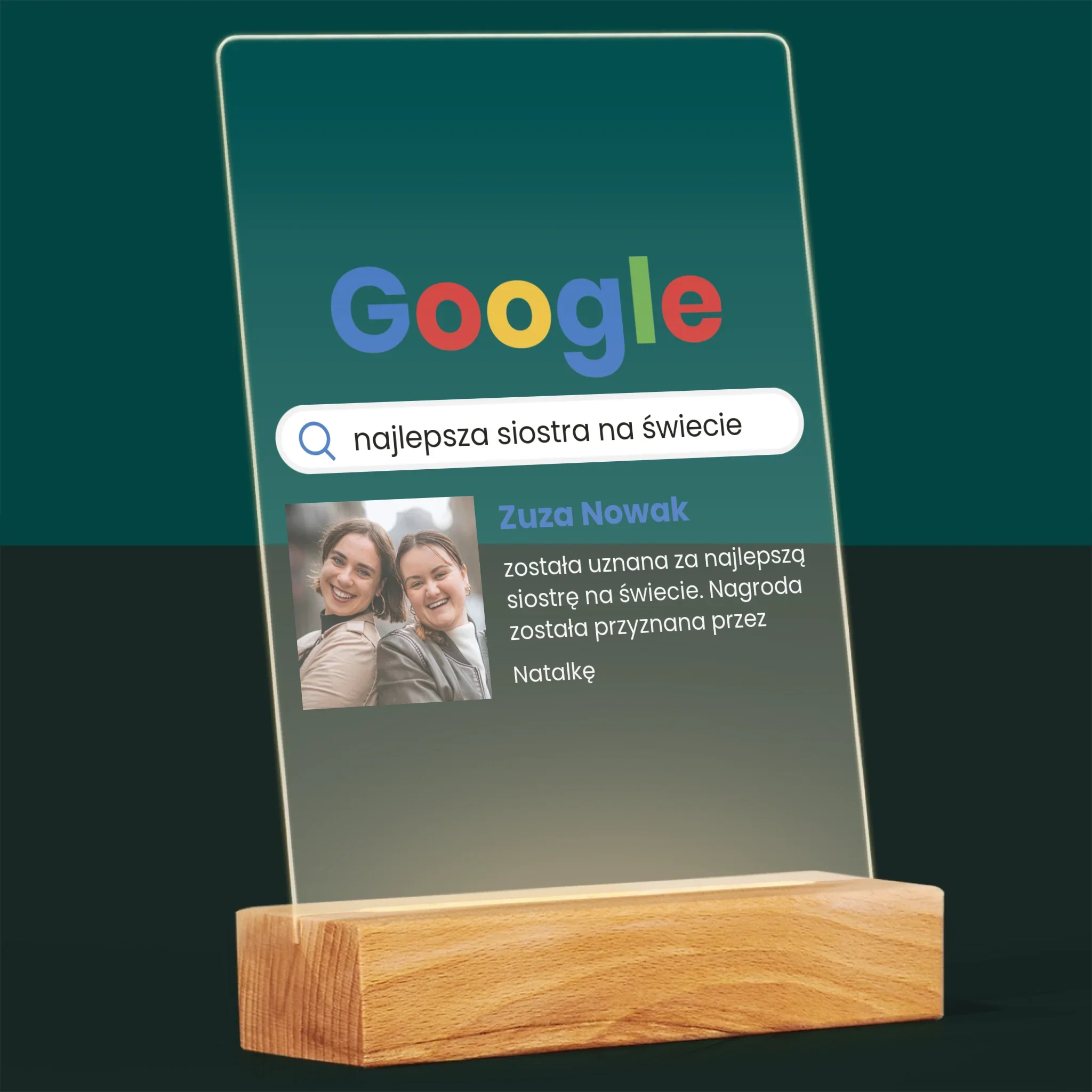 Zdjęcie I Podpis: Najlepsza Siostra Wynik Google - Wydruk Na Szkle Akrylowym - Image 8