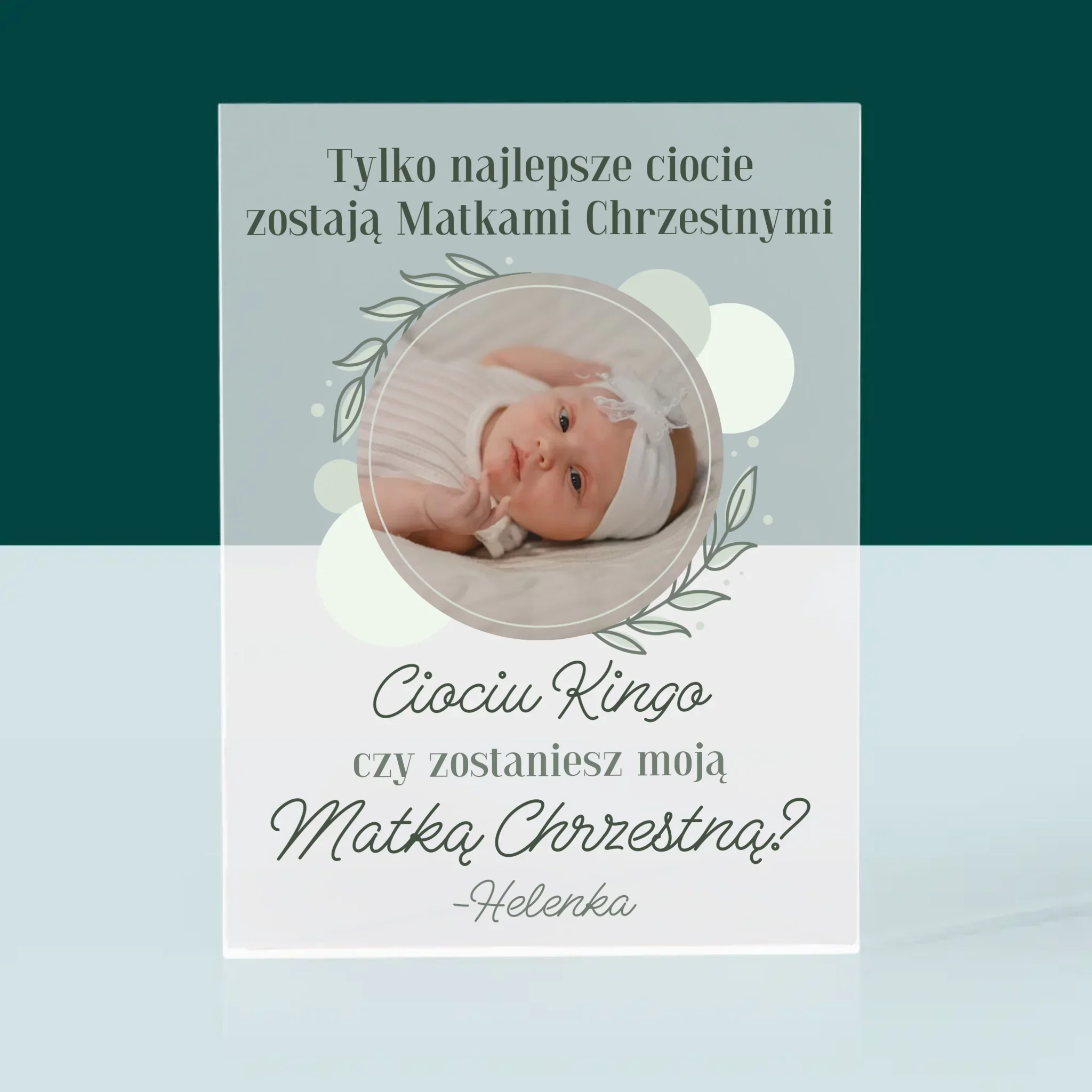 Zdjęcie i Podpis: Najlepsze Ciocie Zostają Matkami Chrzestnymi - Blok Akrylowy z Nadrukiem - Image 3
