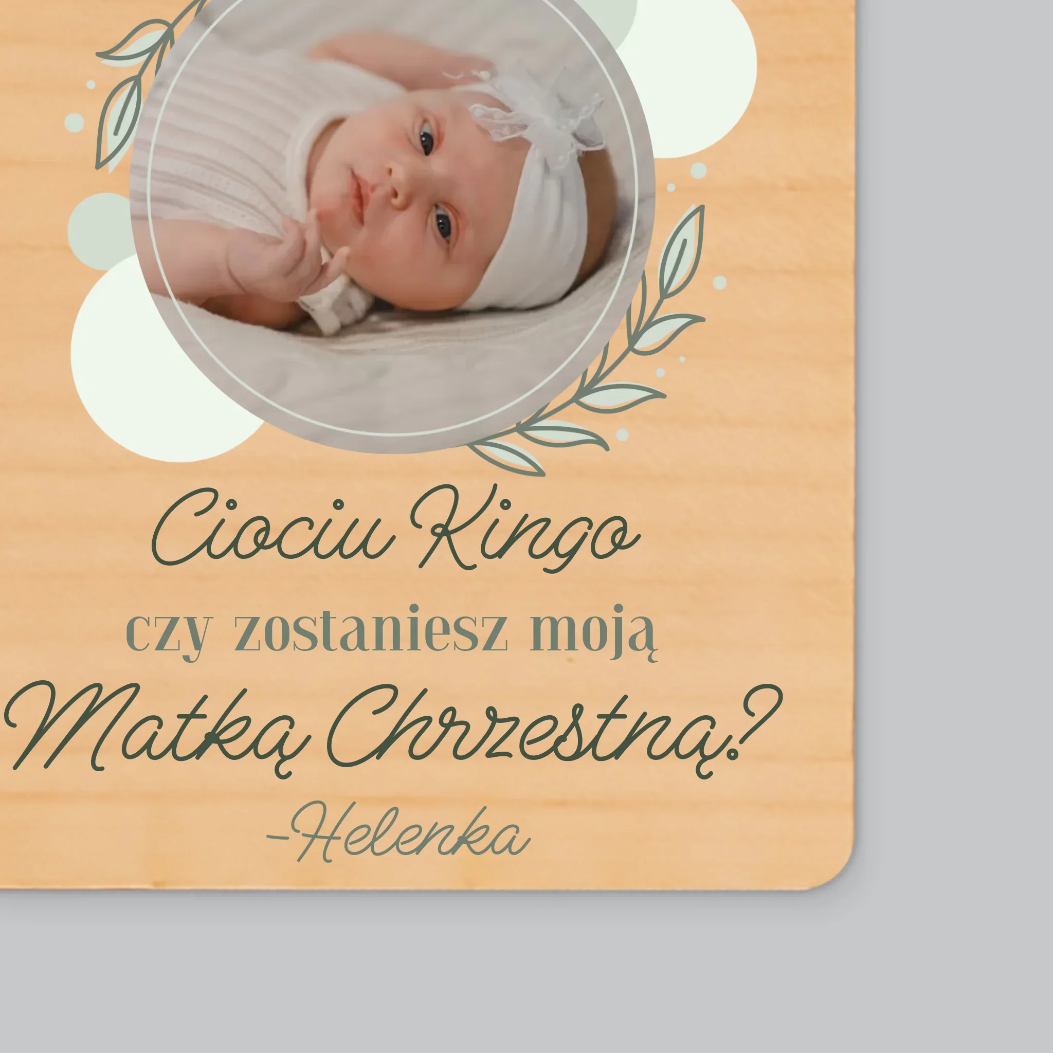 Zdjęcie i Podpis: Najlepsze Ciocie Zostają Matkami Chrzestnymi - Magnes Drewniany - Image 2