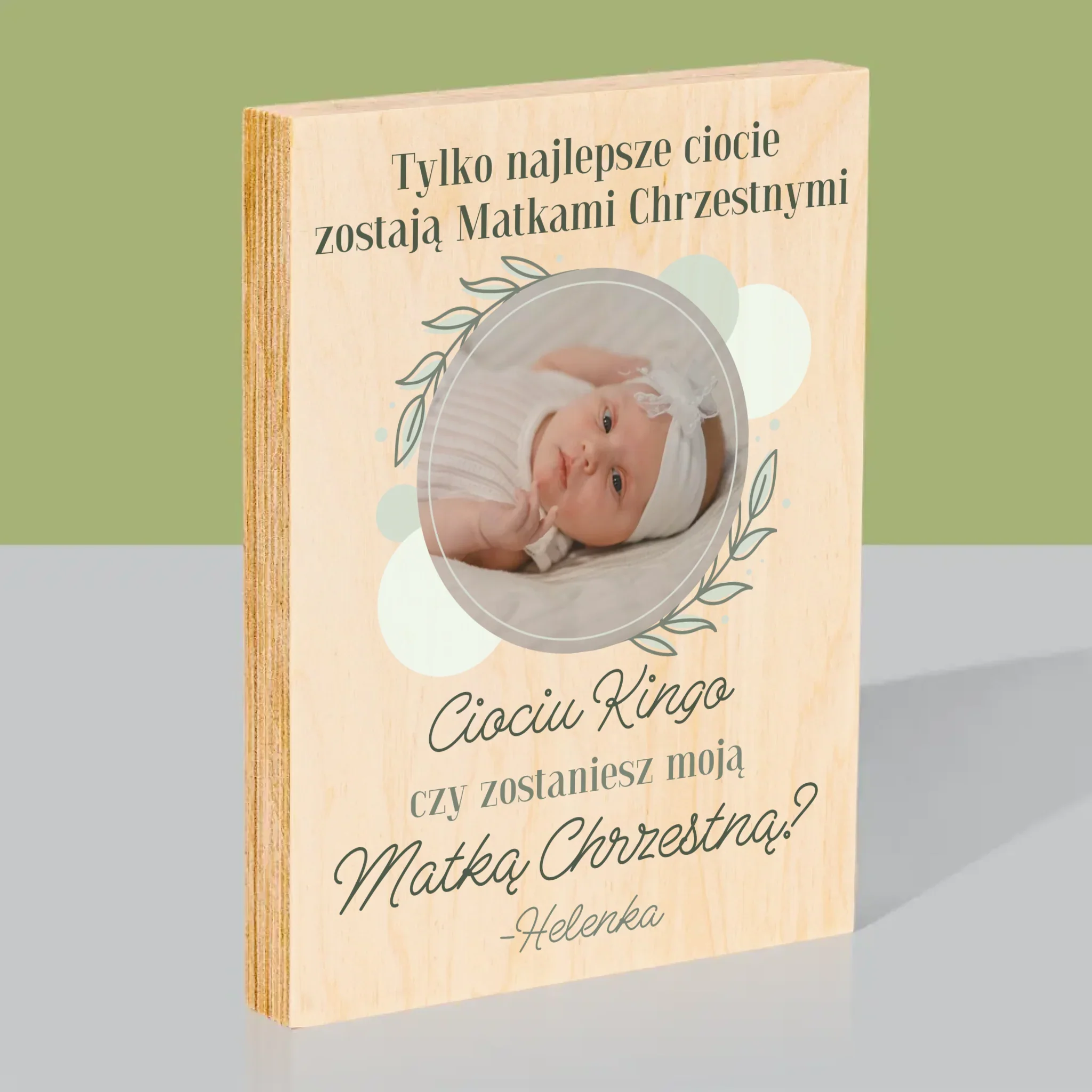 Zdjęcie i Podpis: Najlepsze Ciocie Zostają Matkami Chrzestnymi - Wydruk Na Drewnie