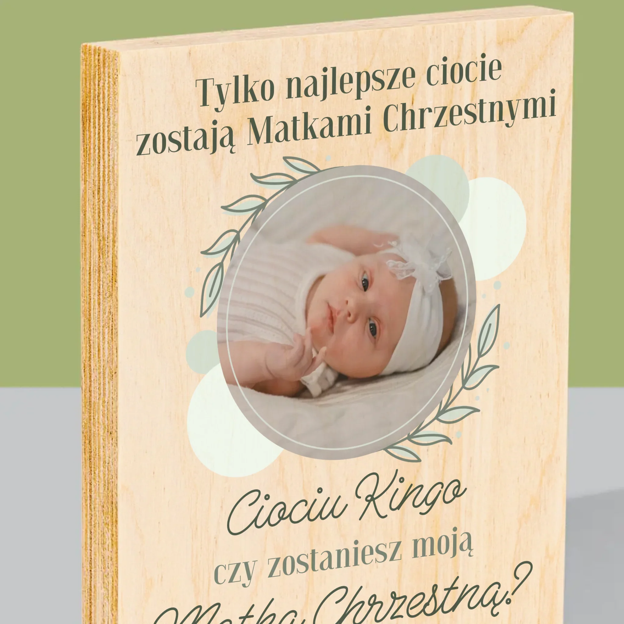 Zdjęcie i Podpis: Najlepsze Ciocie Zostają Matkami Chrzestnymi - Wydruk Na Drewnie - Image 2