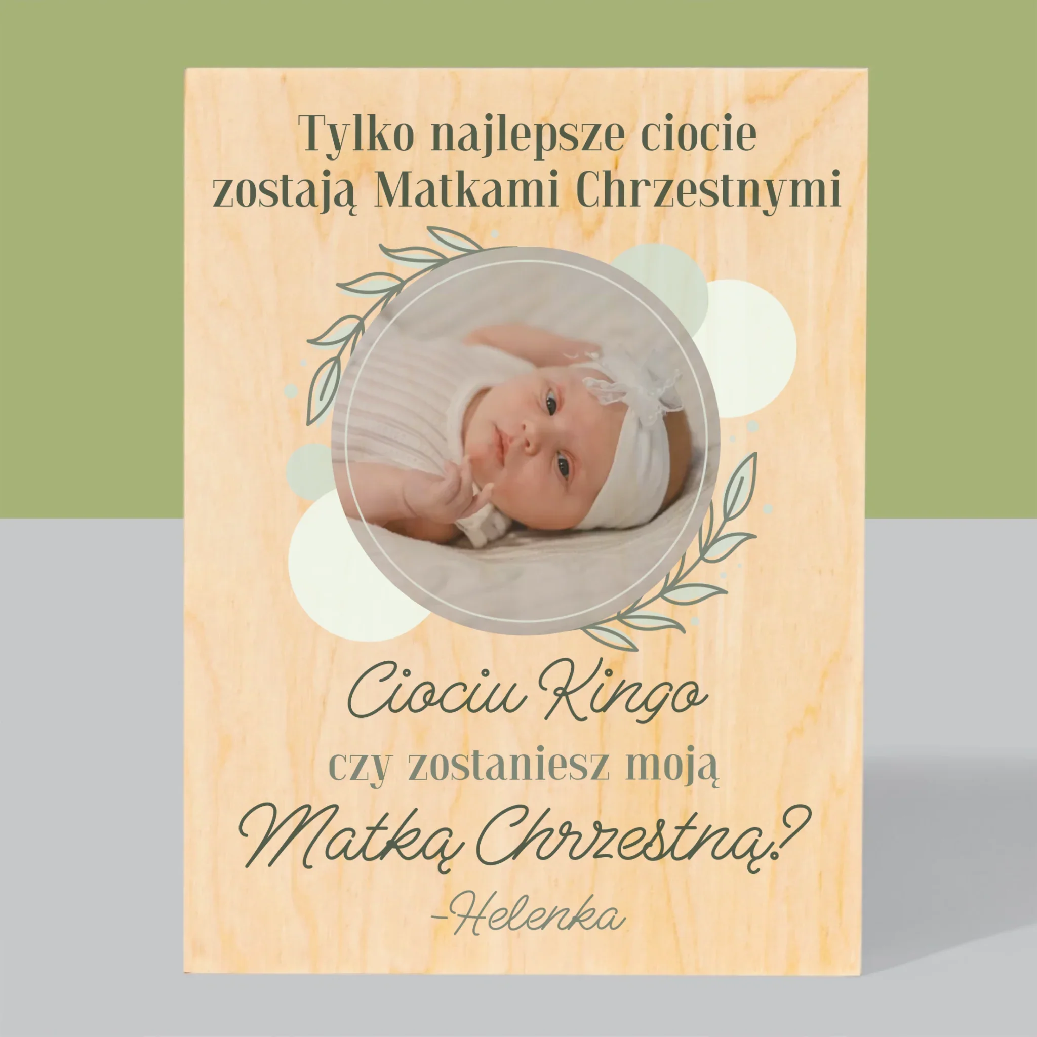 Zdjęcie i Podpis: Najlepsze Ciocie Zostają Matkami Chrzestnymi - Wydruk Na Drewnie - Image 3