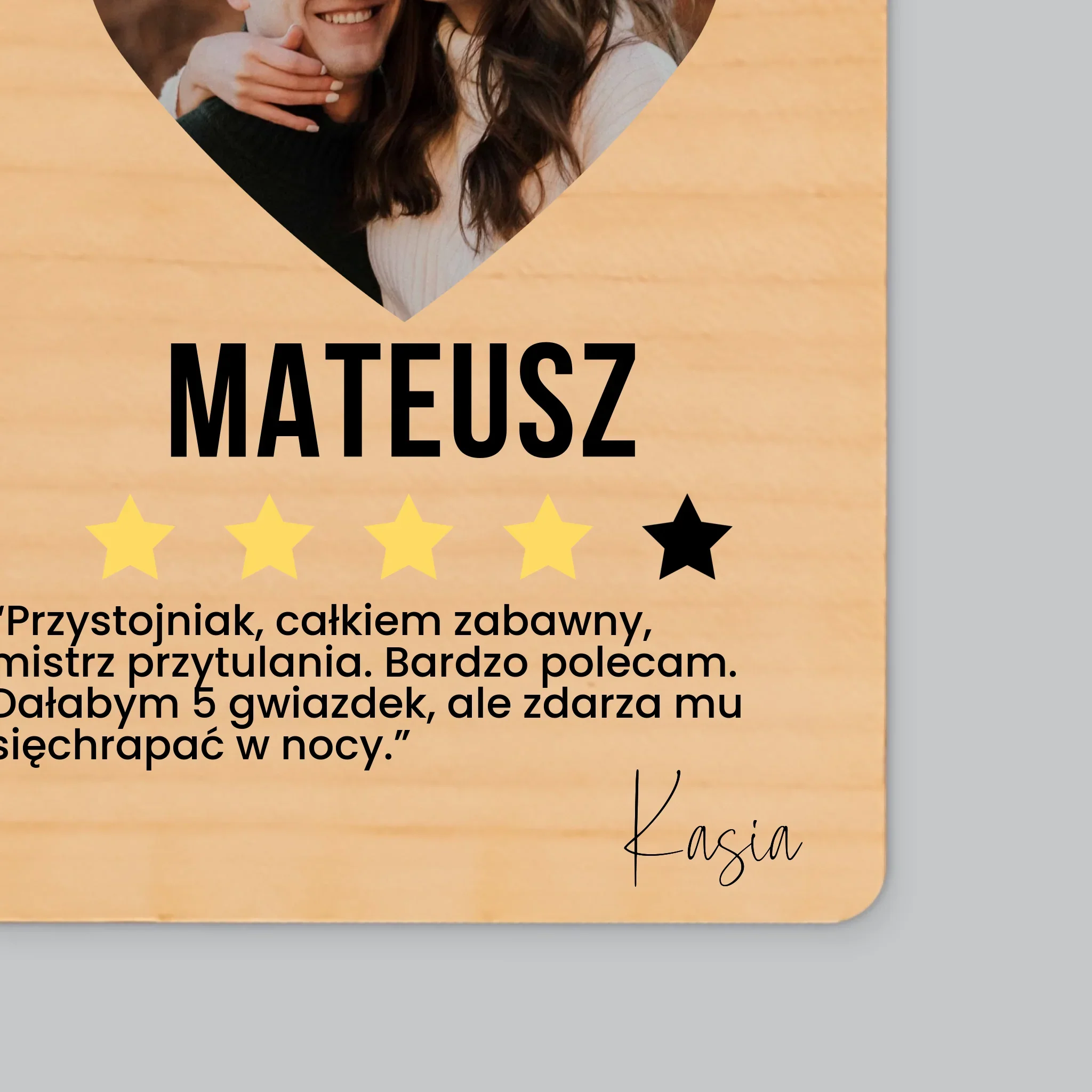 Zdjęcie i Podpis: Najlepszy Chłopak Polecam - Magnes Drewniany - Image 2