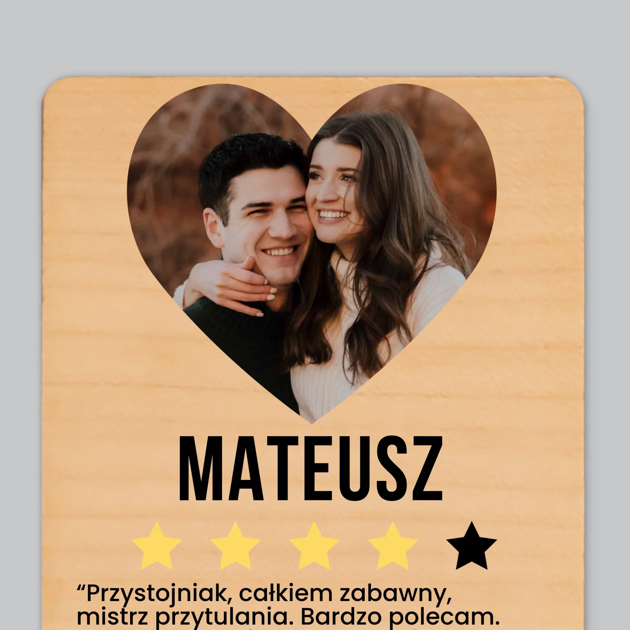 Zdjęcie i Podpis: Najlepszy Chłopak Polecam - Magnes Drewniany - Image 4