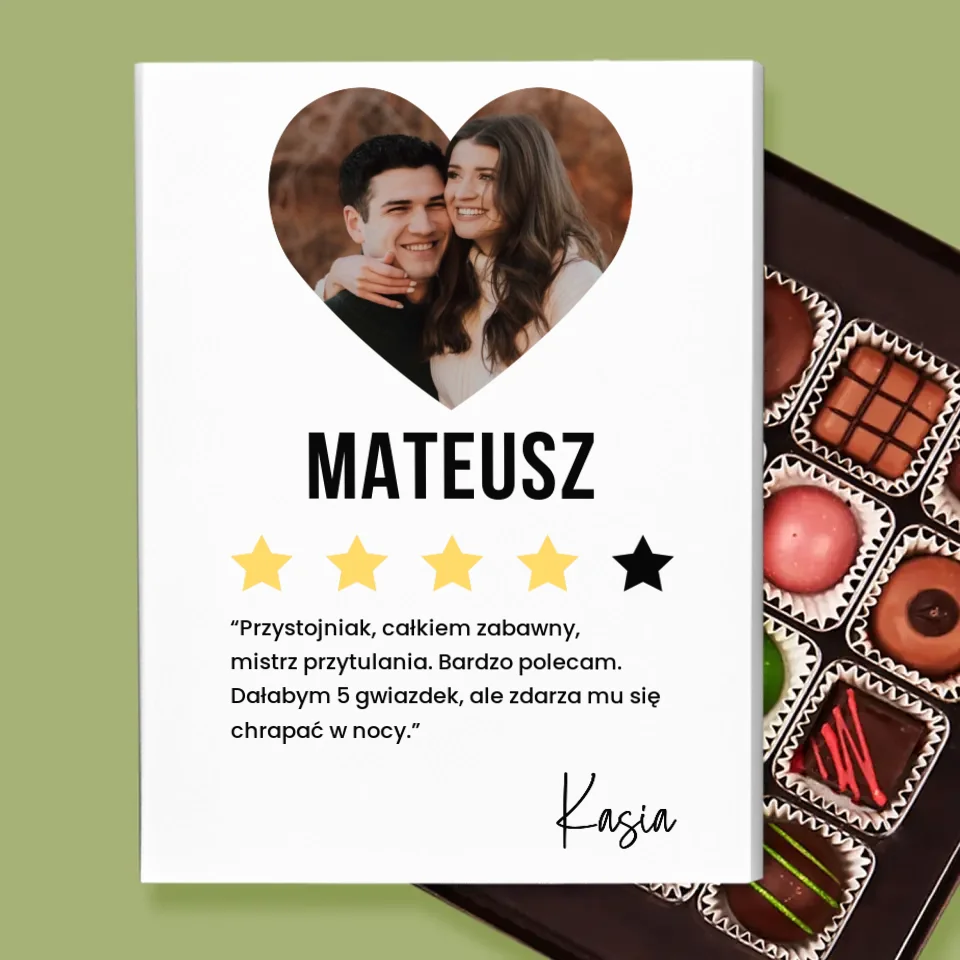Zdjęcie I Podpis: Najlepszy Chłopak Polecam - Personalizowane Praliny - Image 2